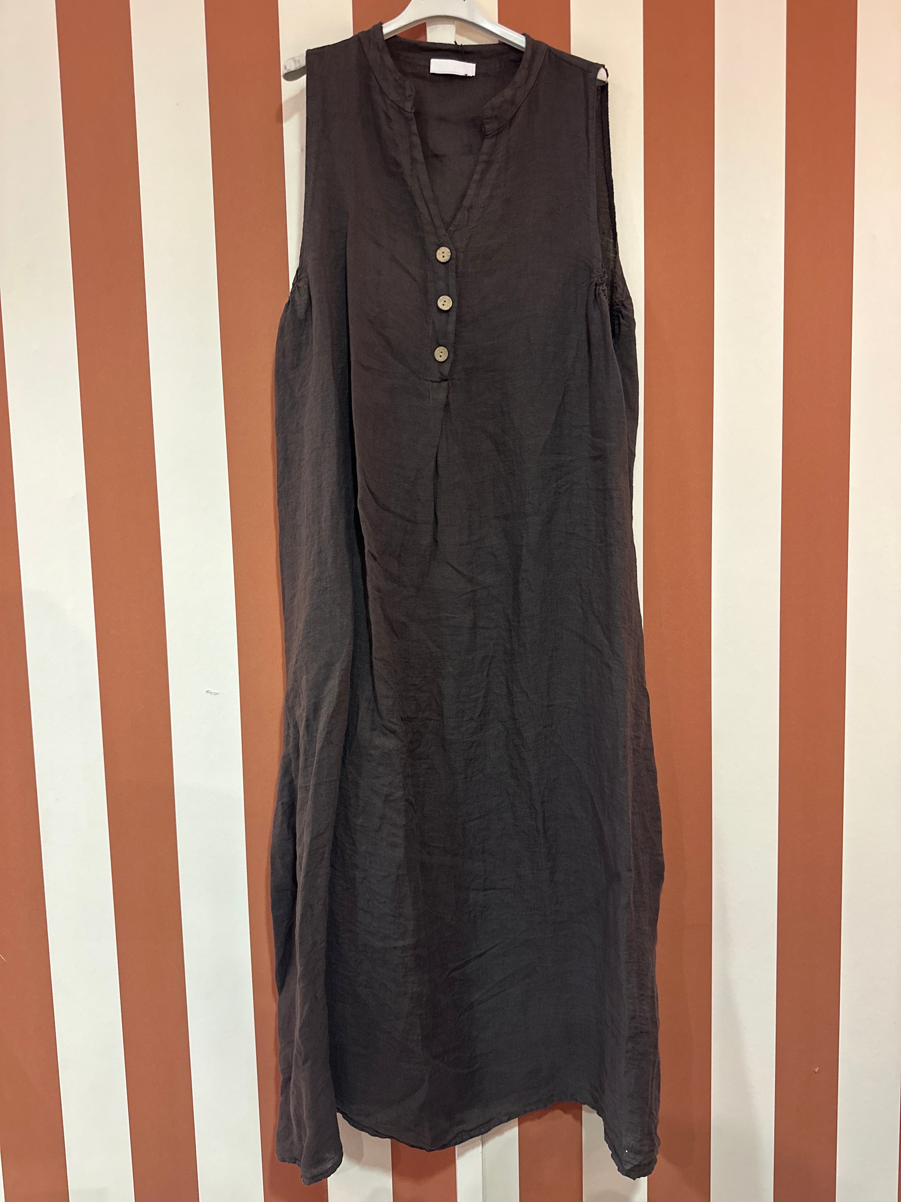 Robe Sara en lin chocolat