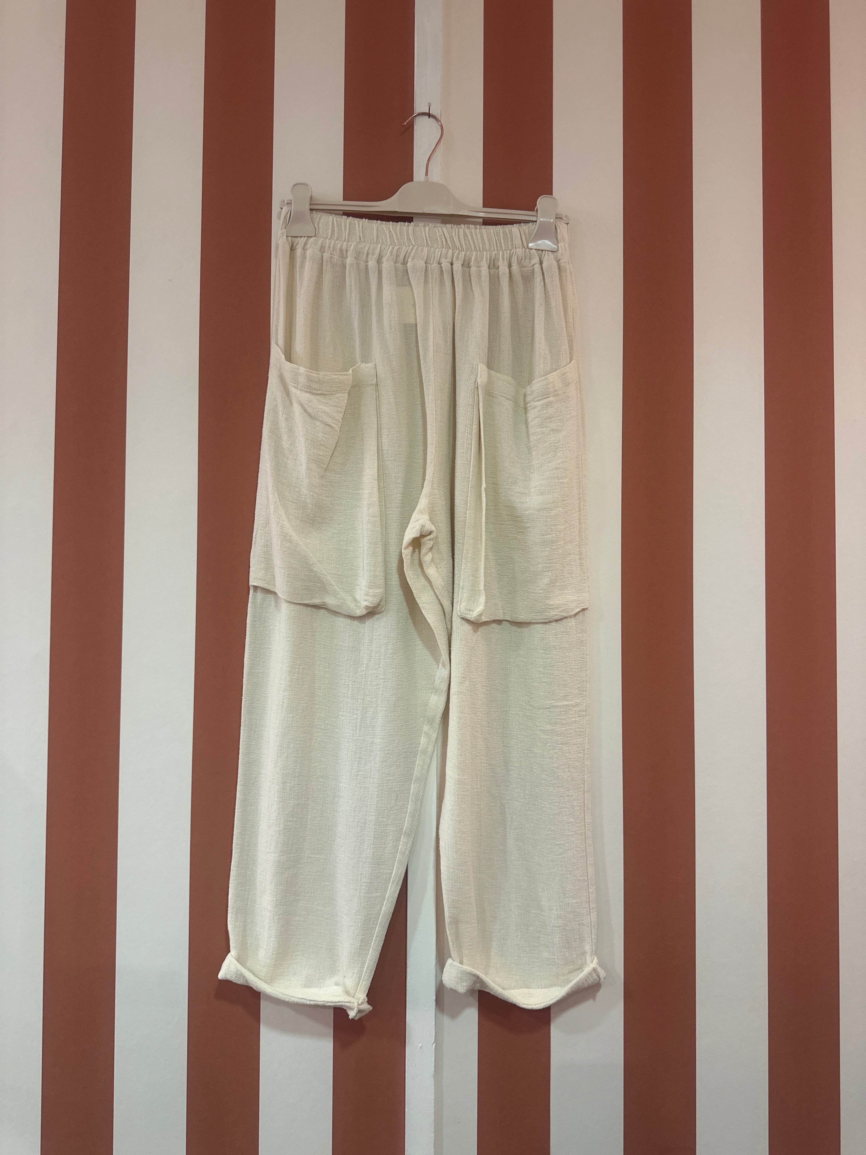 Pantalon Naya en coton stone washed craie