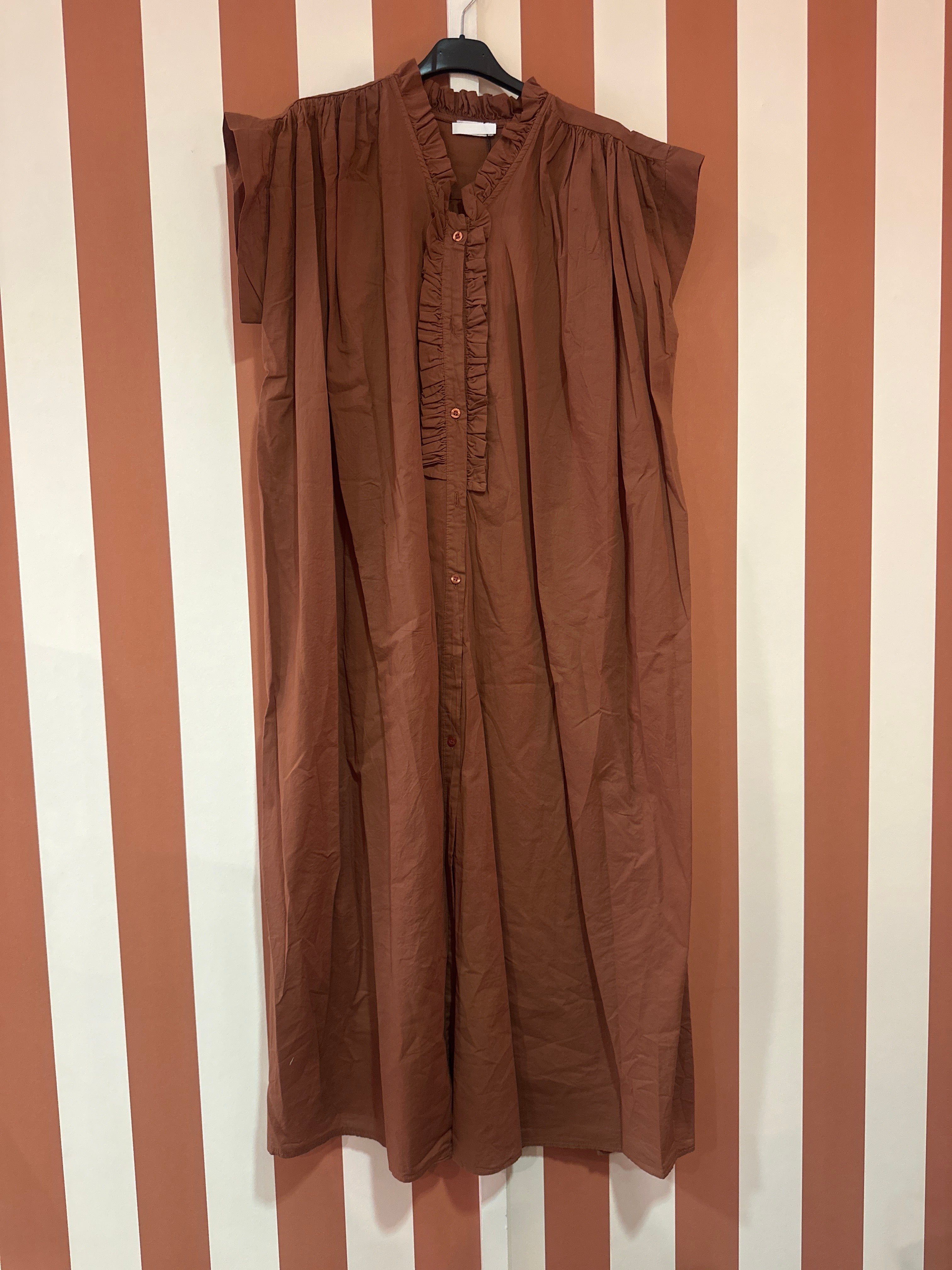 Robe Madeleine longue en voile de coton choco