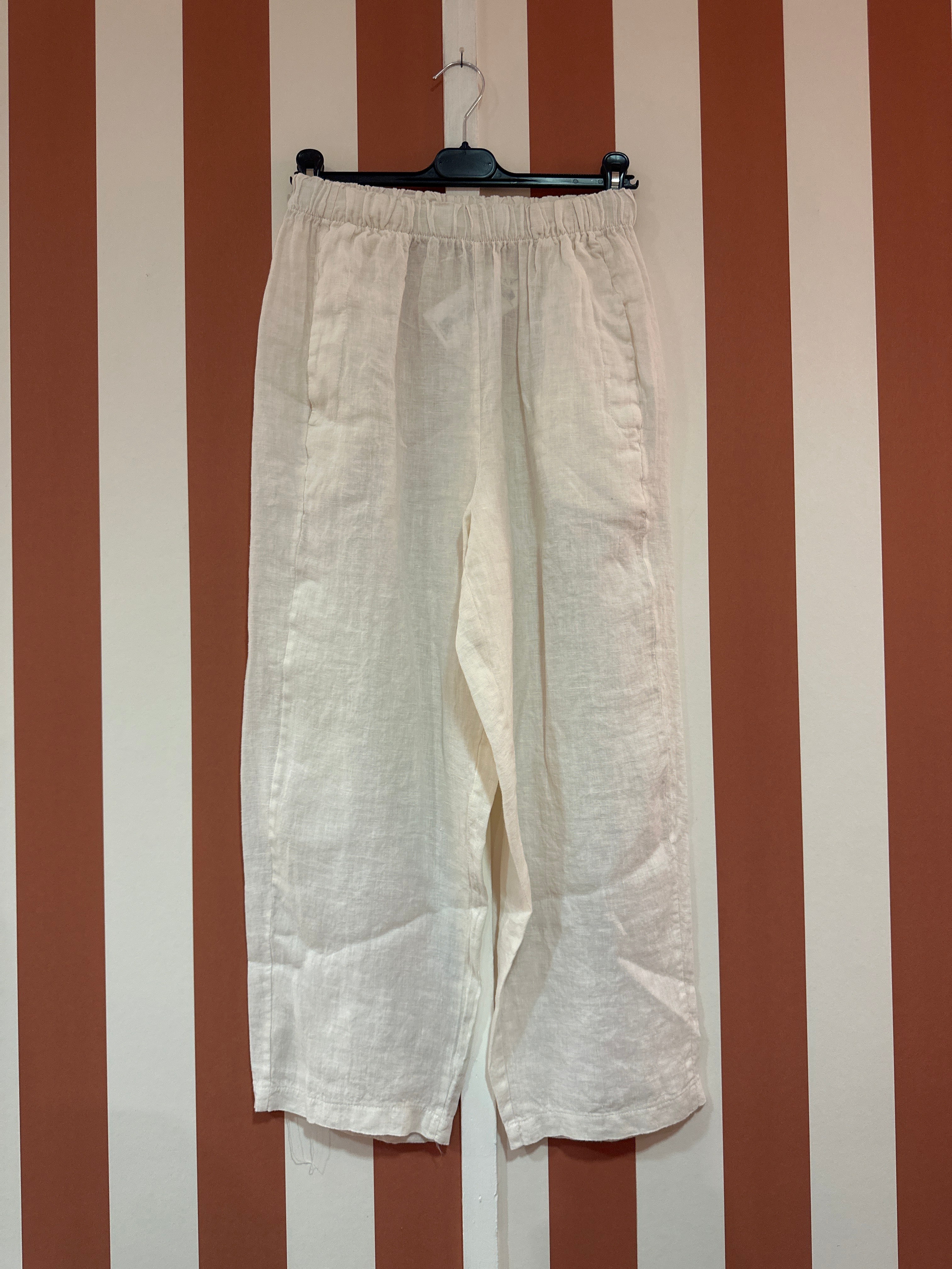 Pantalon Chiara en toile de lin craie
