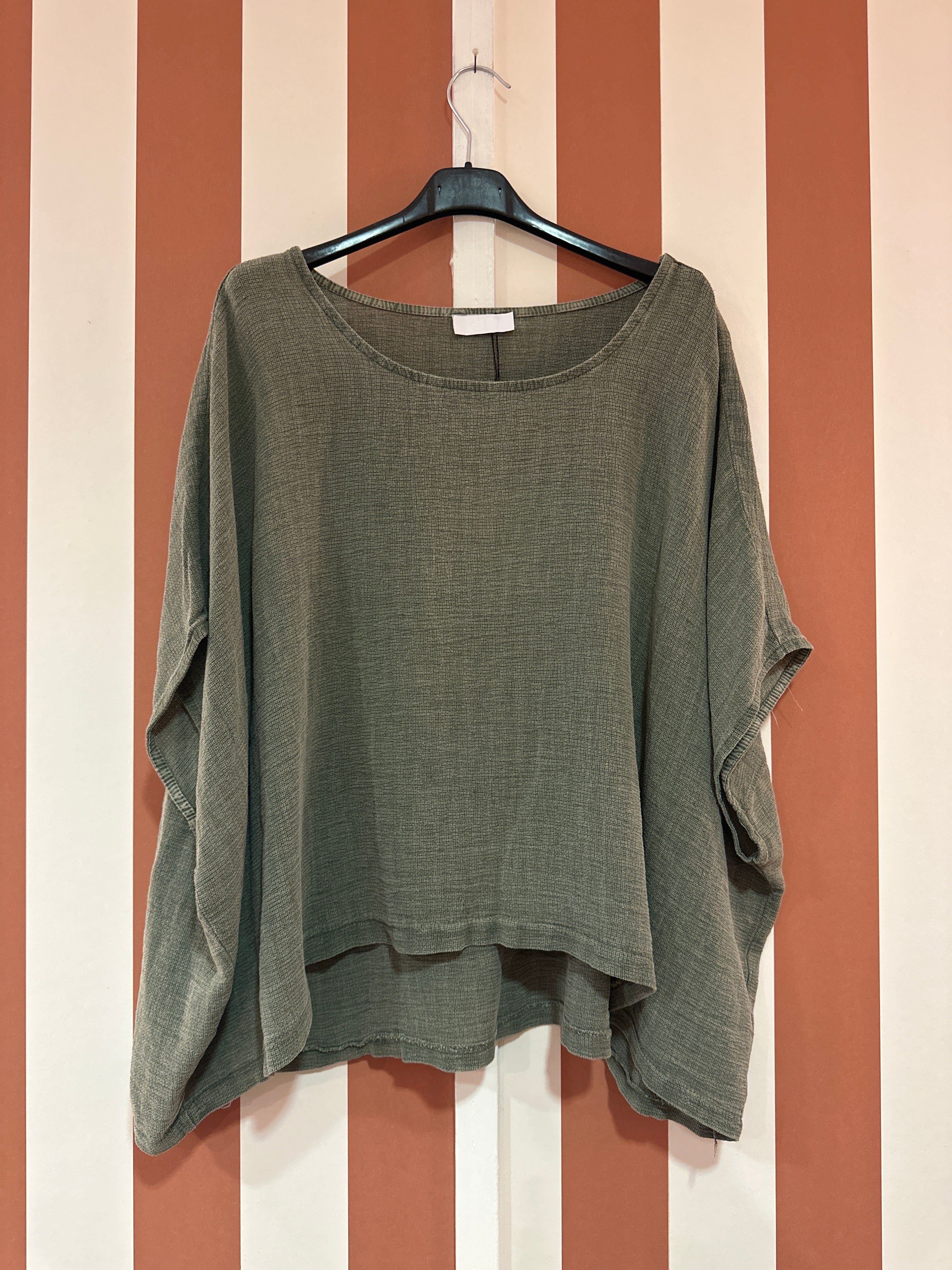 Top Naya en coton stone washed mousse