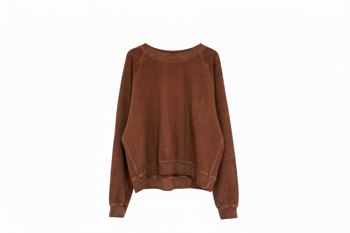 Sweat oversize Anh en coton stonewashed rouille