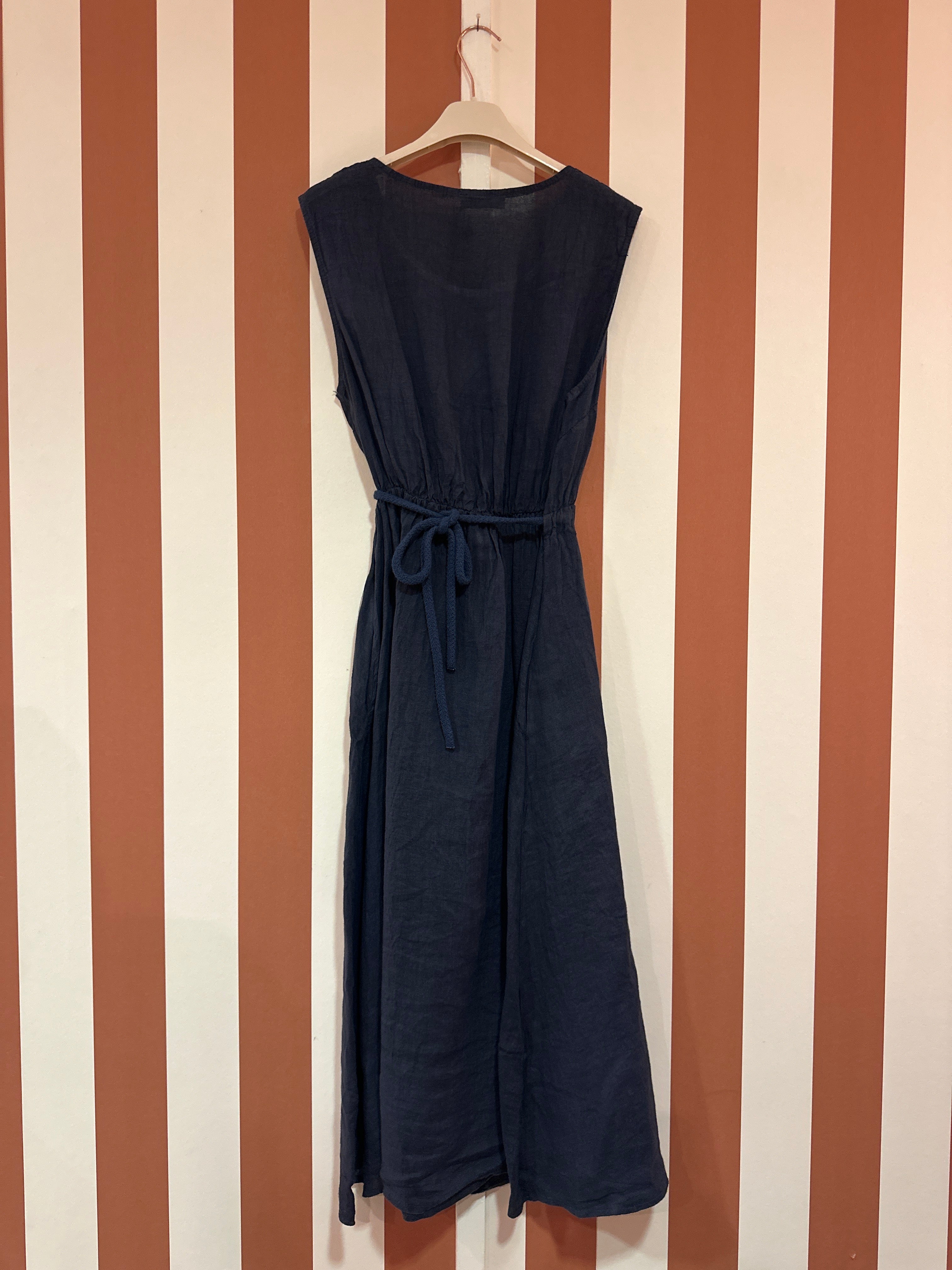 Robe Catherine en lin marine