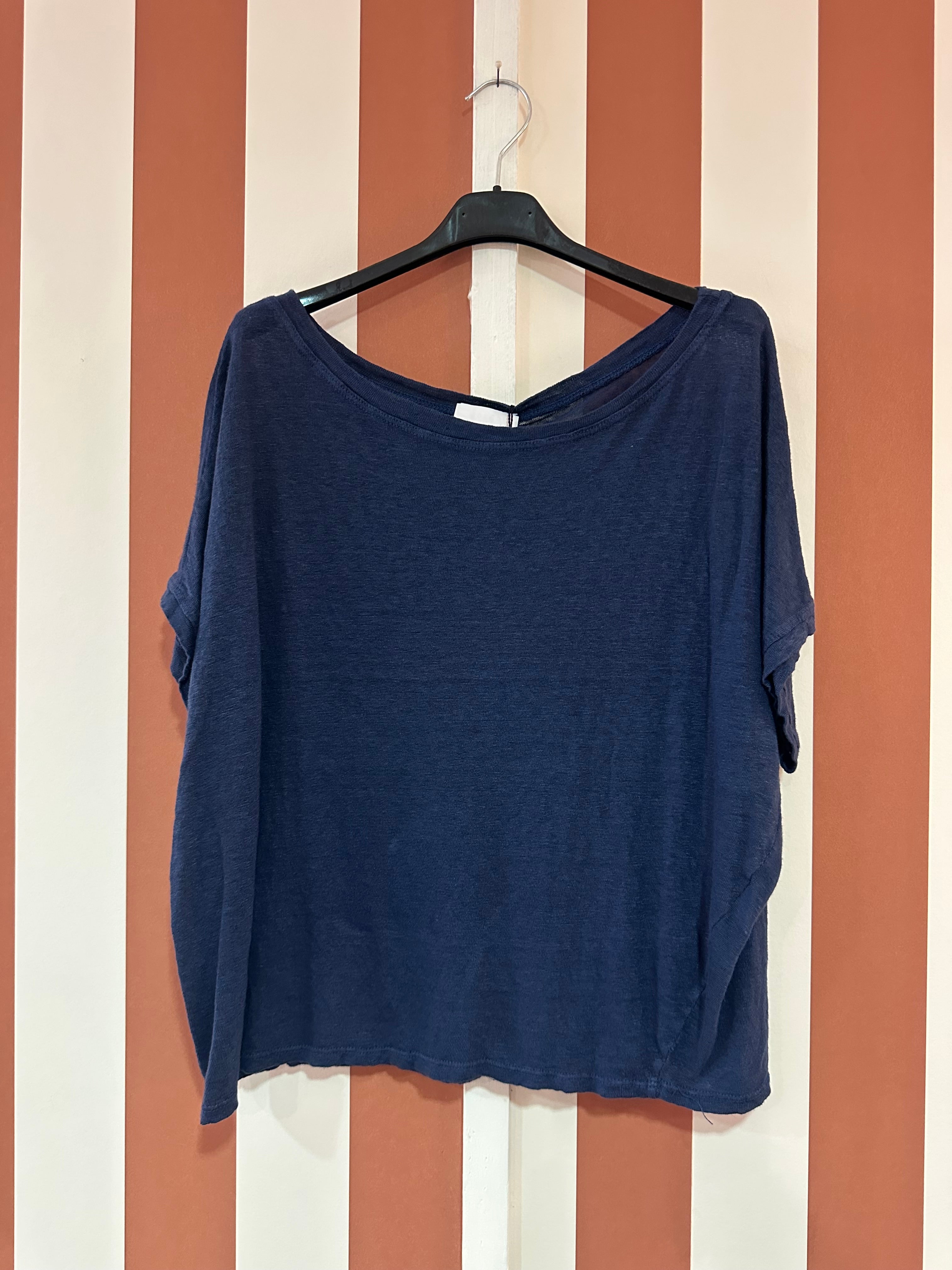 Teeshirt Sonia en lin bleu foncé