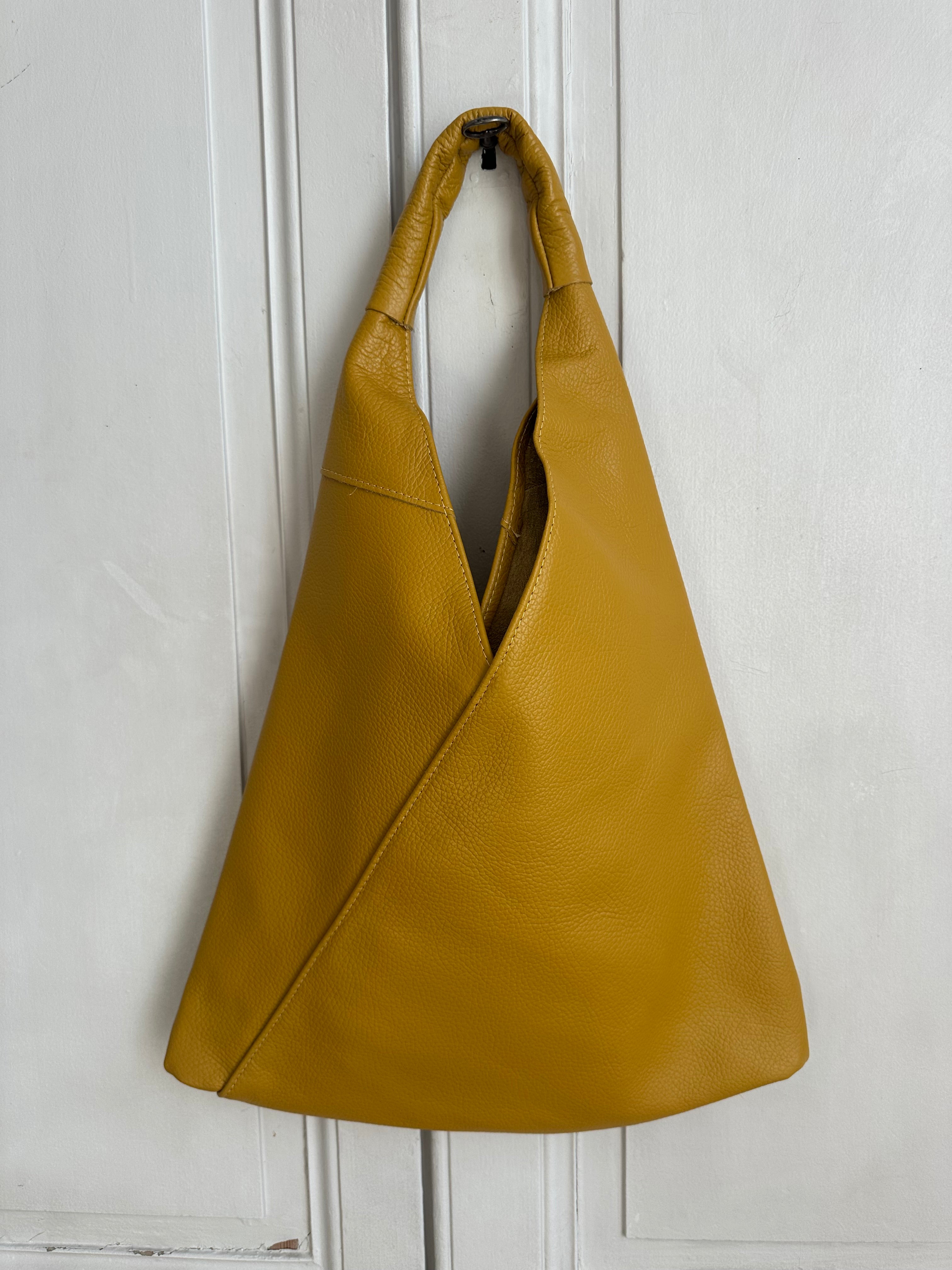 Sac cuir grainé japonais moutarde