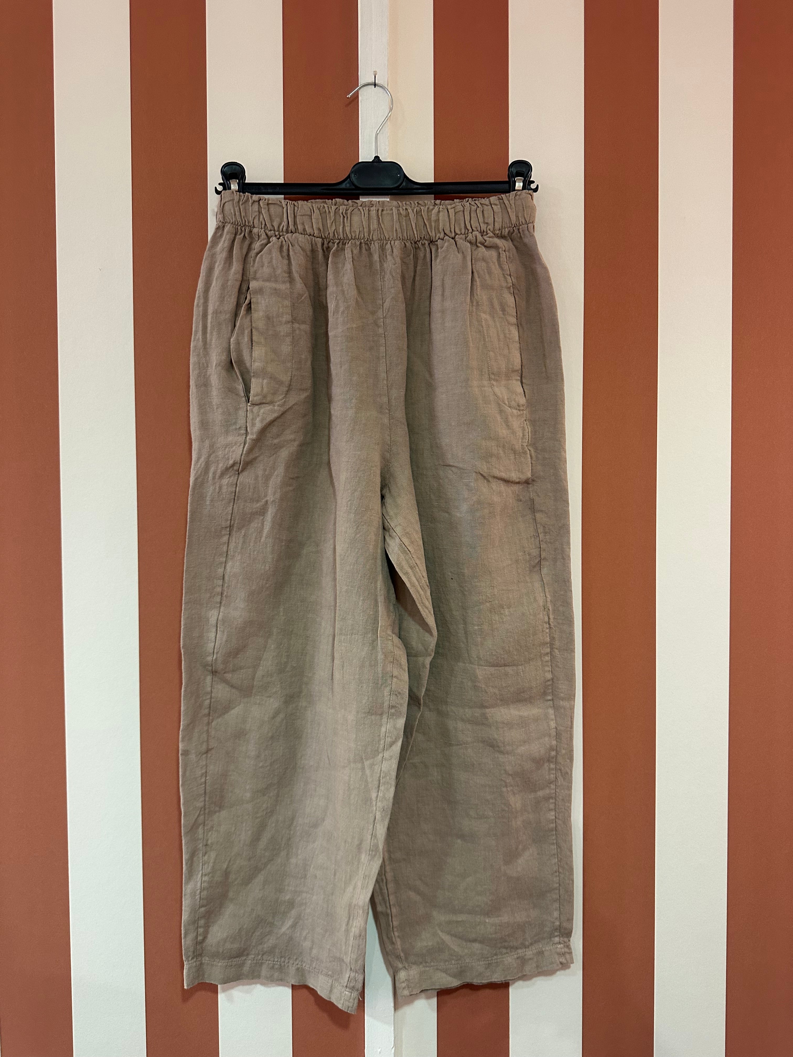 Pantalon Chiara en toile de lin beige sable