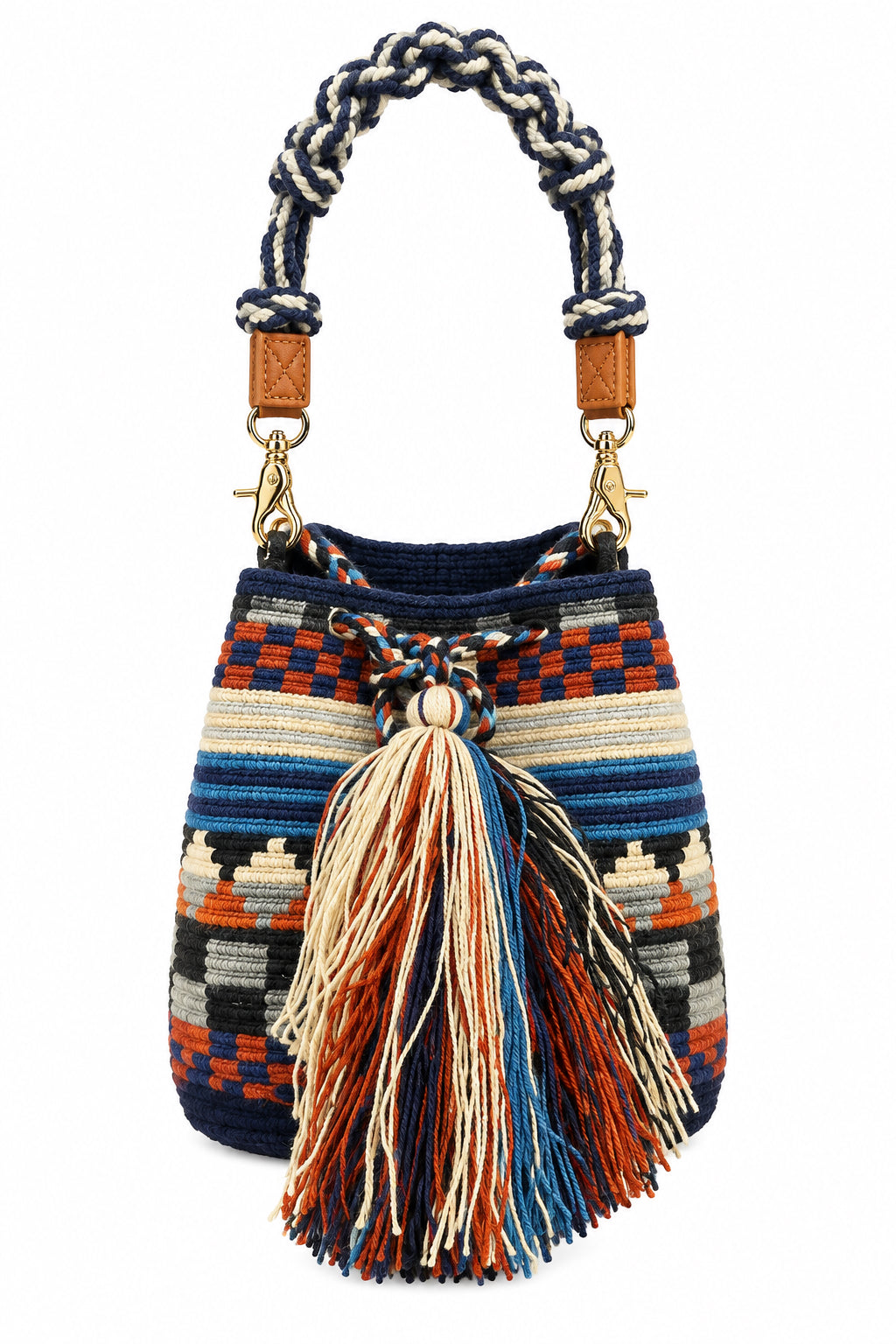 Sac bandoulière taille M avec anse courte en macramé GUANABANA
