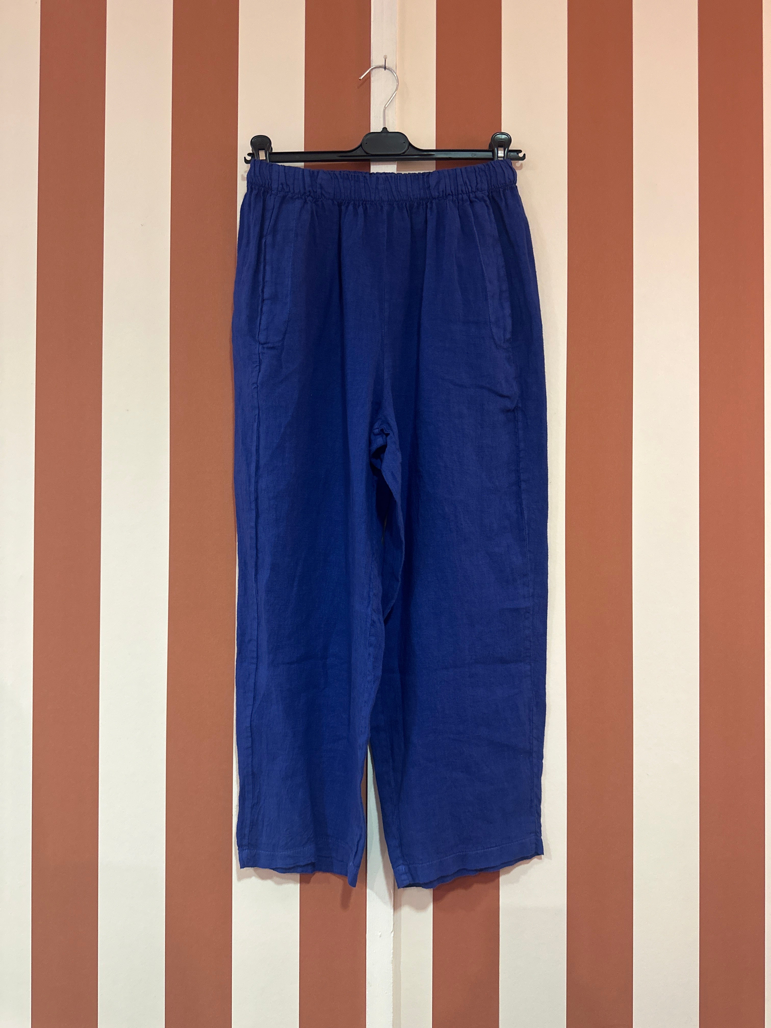Pantalon Chiara en toile de lin bleu majorelle