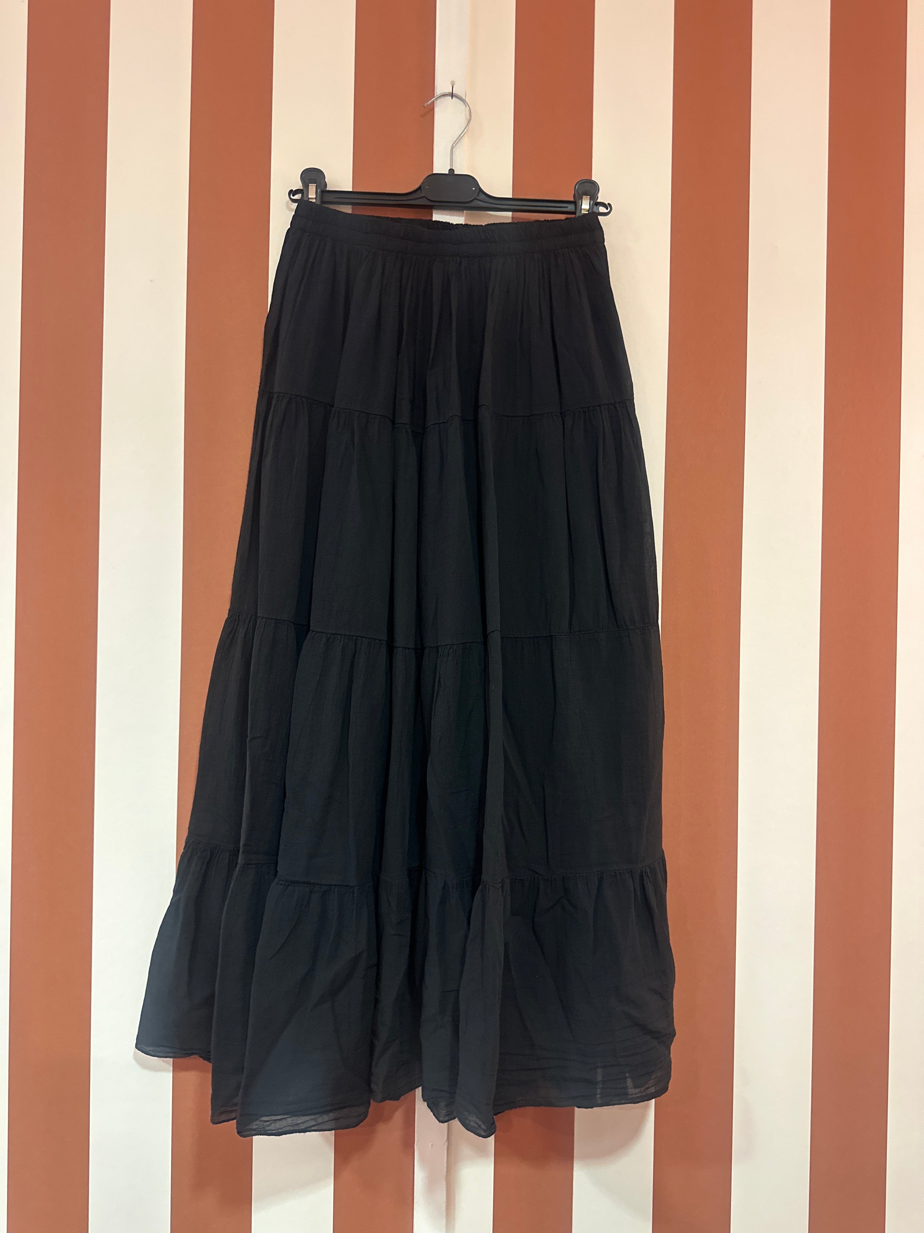 Jupon Formentera en voile de coton noir