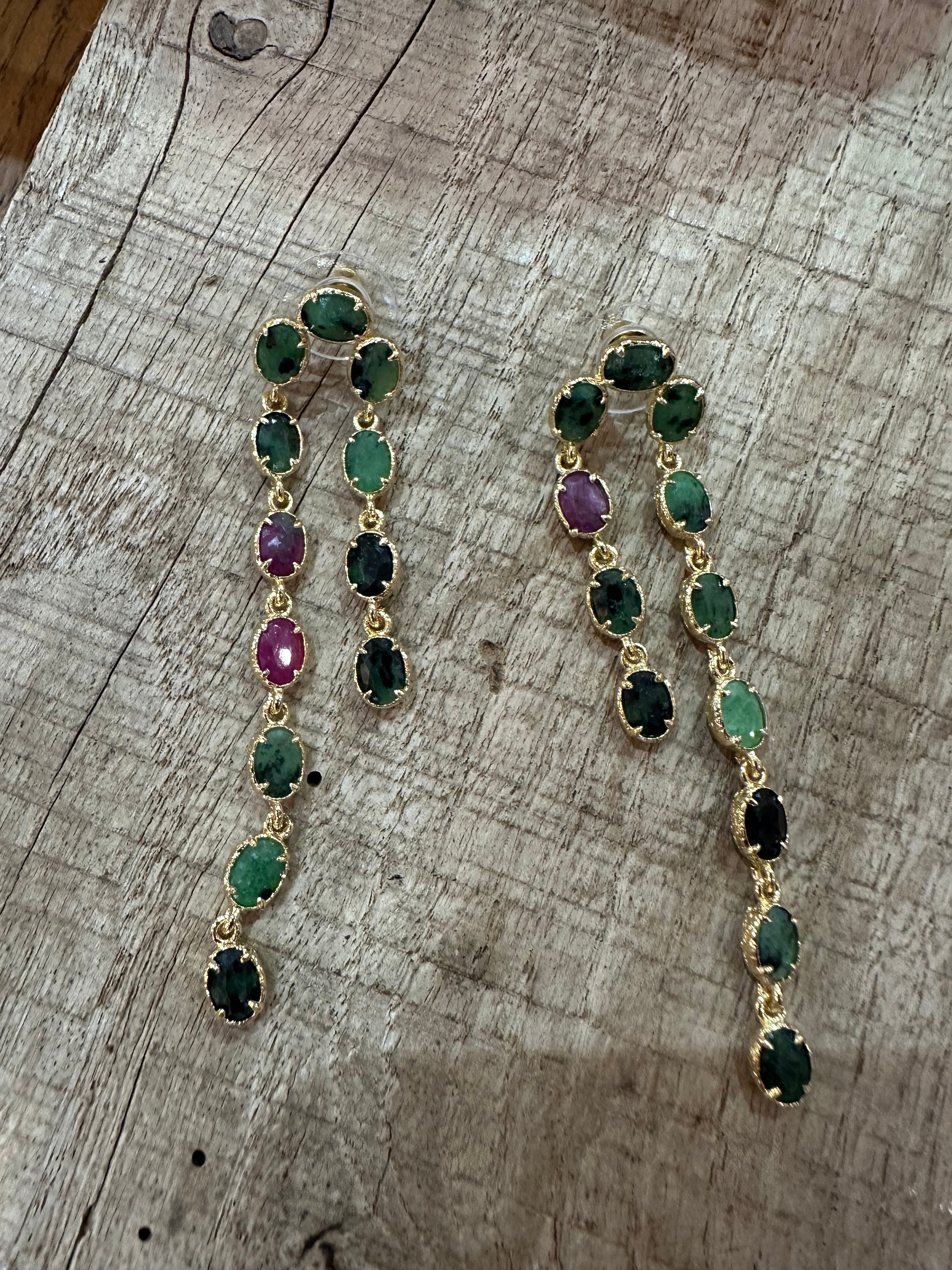 Boucle d’oreilles Riviera multicolore vert et violet