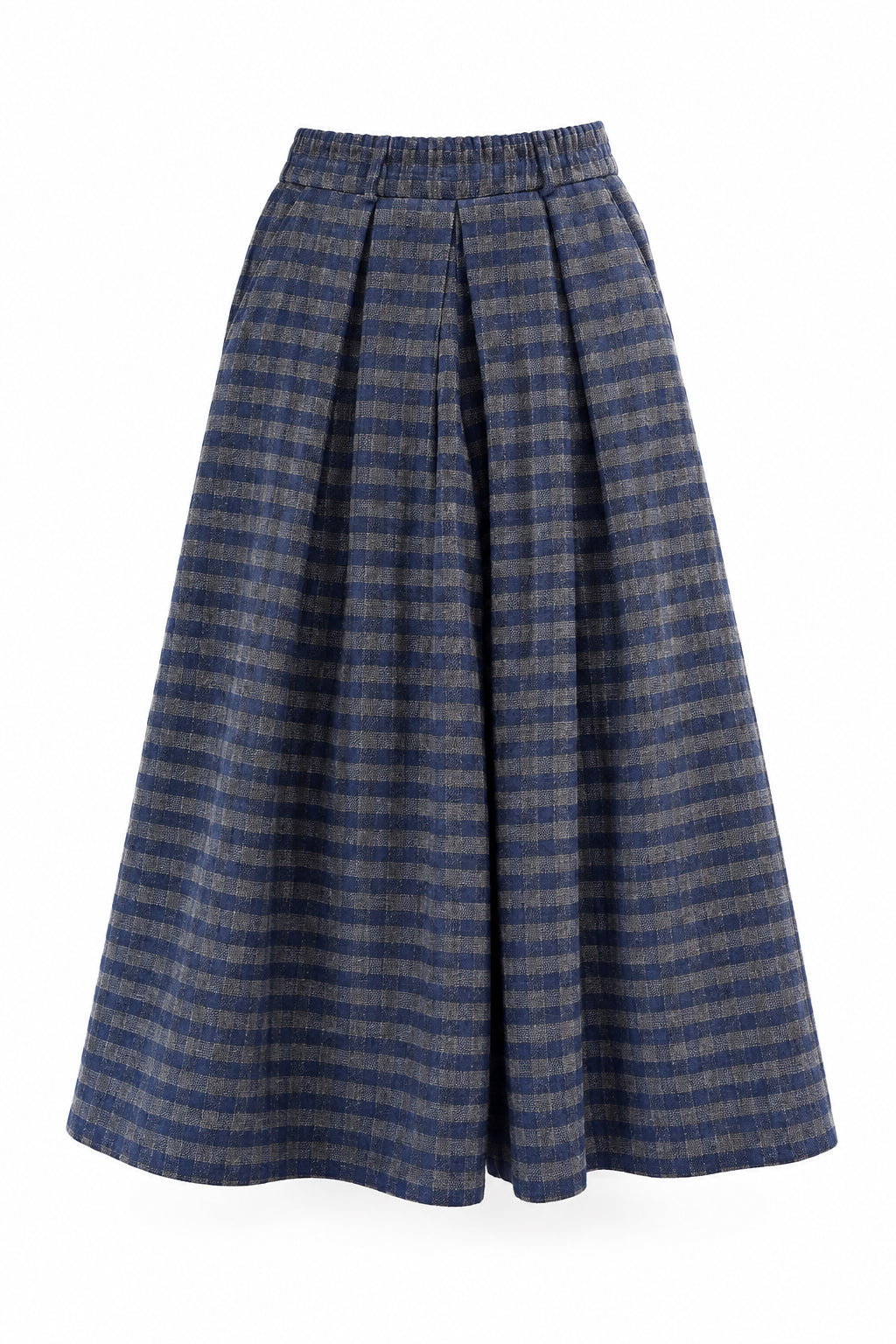 Jupe culotte Inès en lainage bleu/ beige à carreaux
