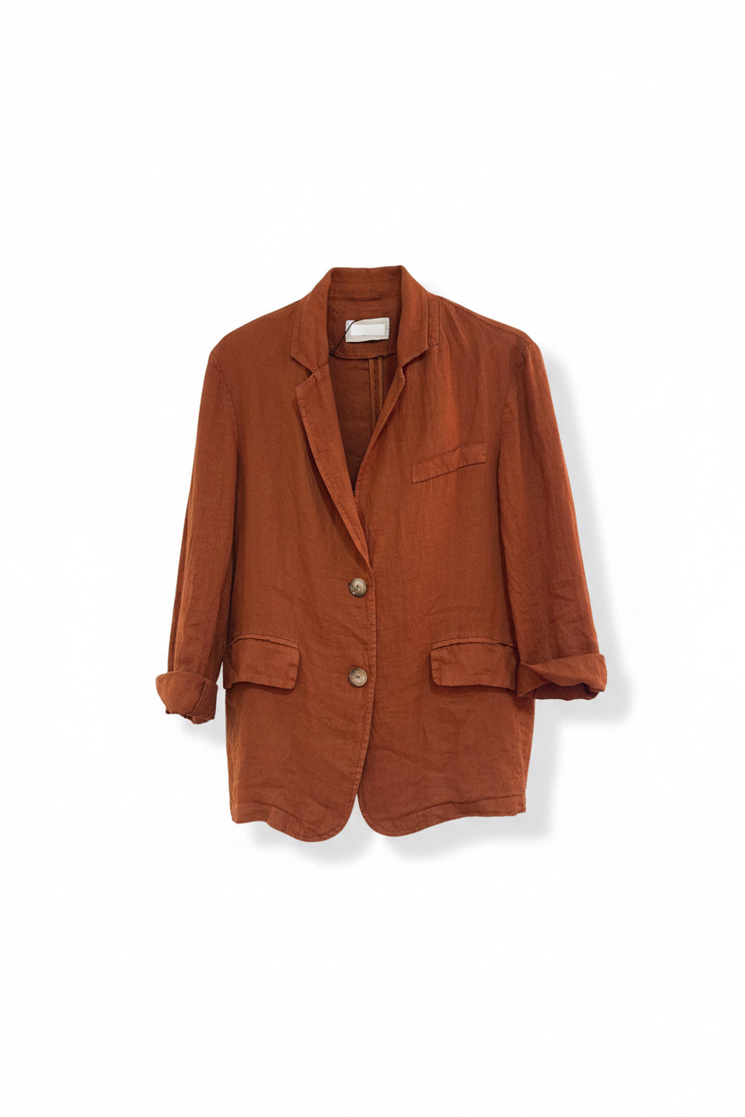 Veste Blazer Chiara en toile de lin terracota