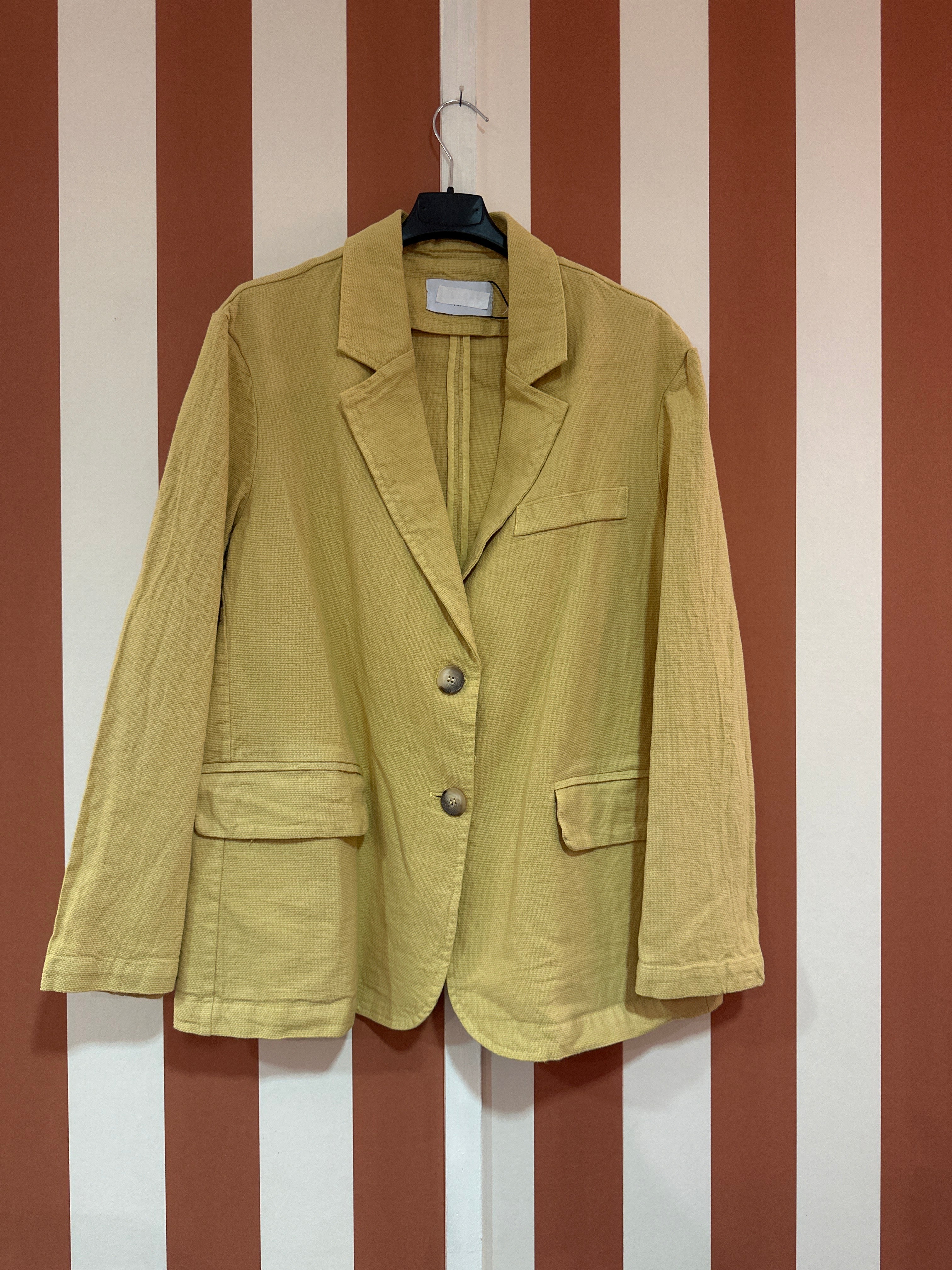 Veste blazer Georges en toile de coton/lin jaune paille