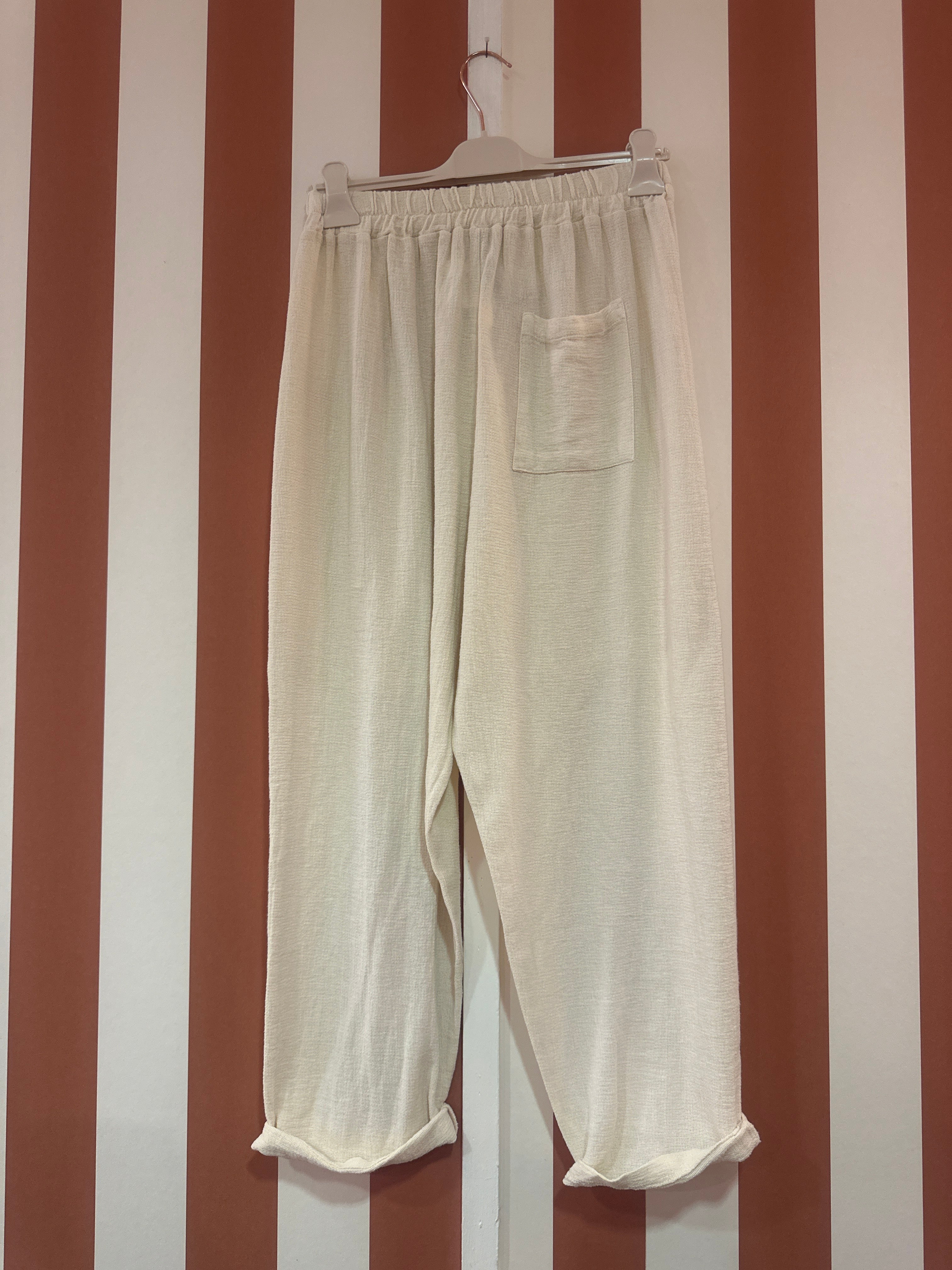 Pantalon Naya en coton stone washed craie