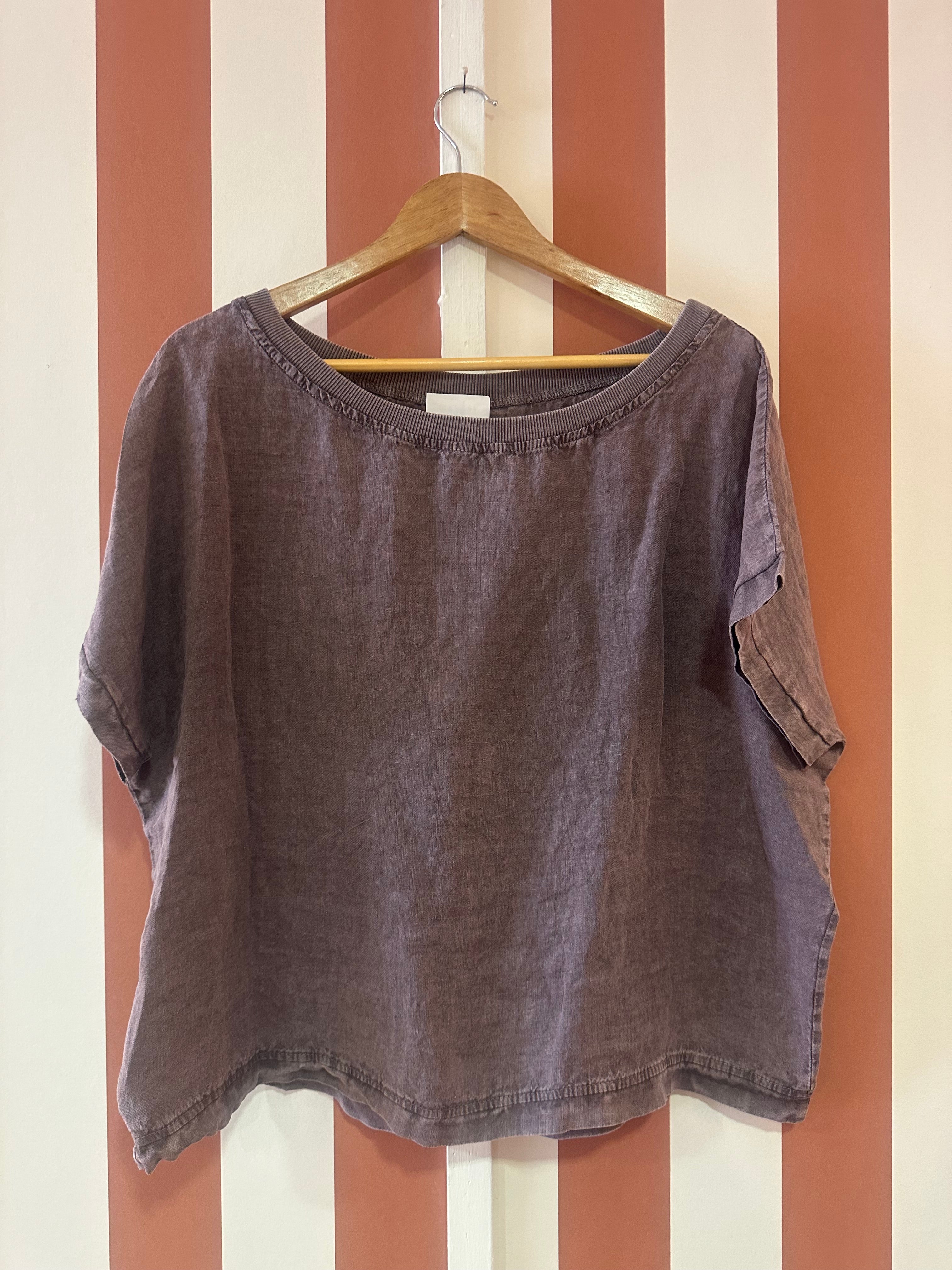 Teeshirt Eole en toile de lin marron glacé