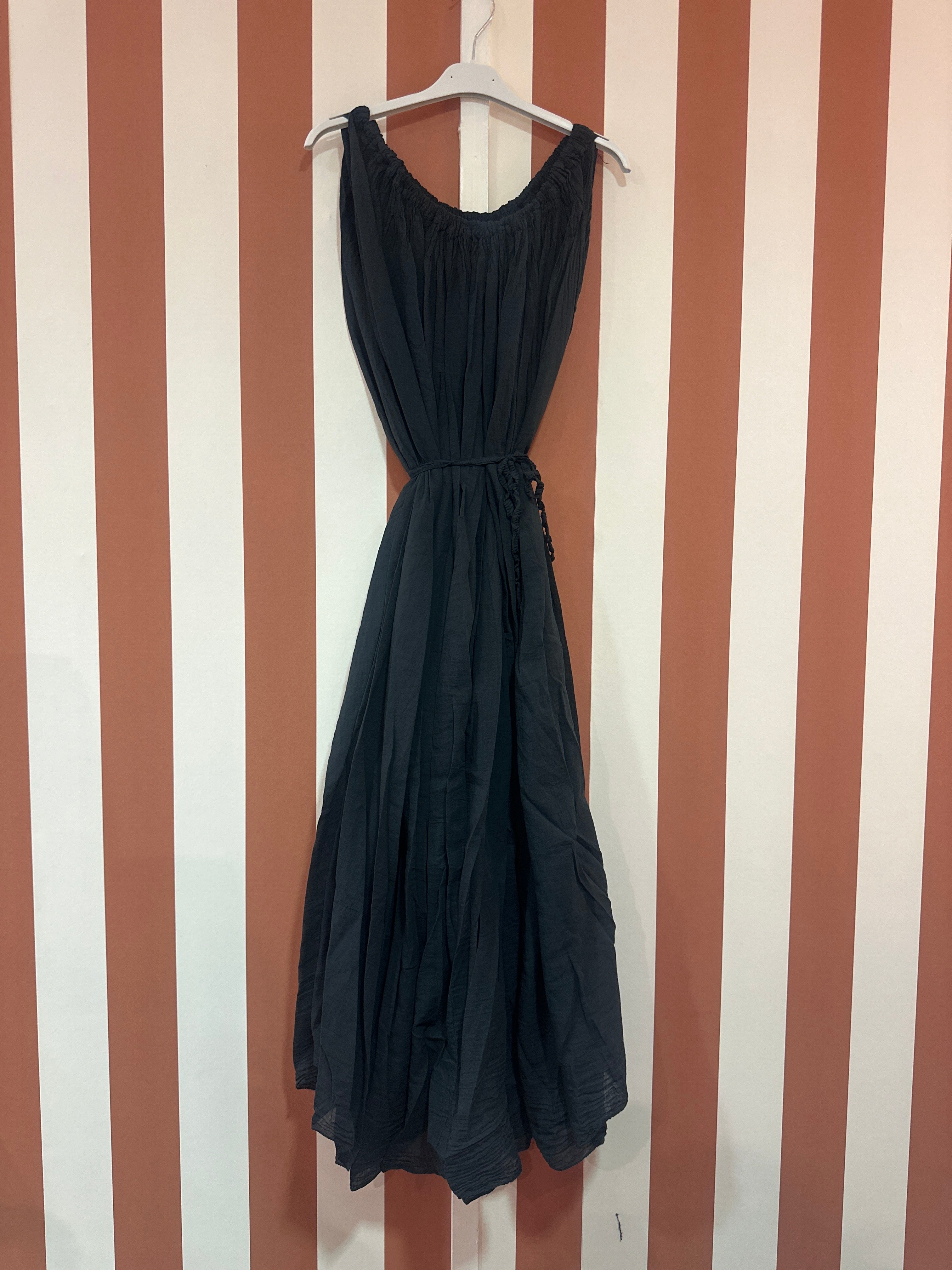 Robe Hydra en voile de coton noire