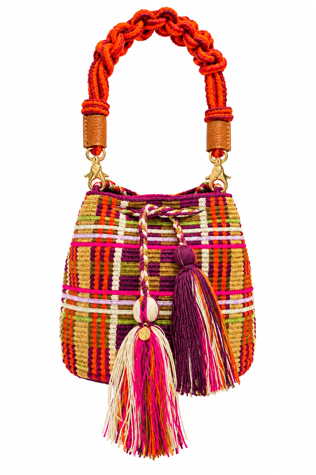 Sac bandoulière taille M avec anse courte en macramé GUANABANA