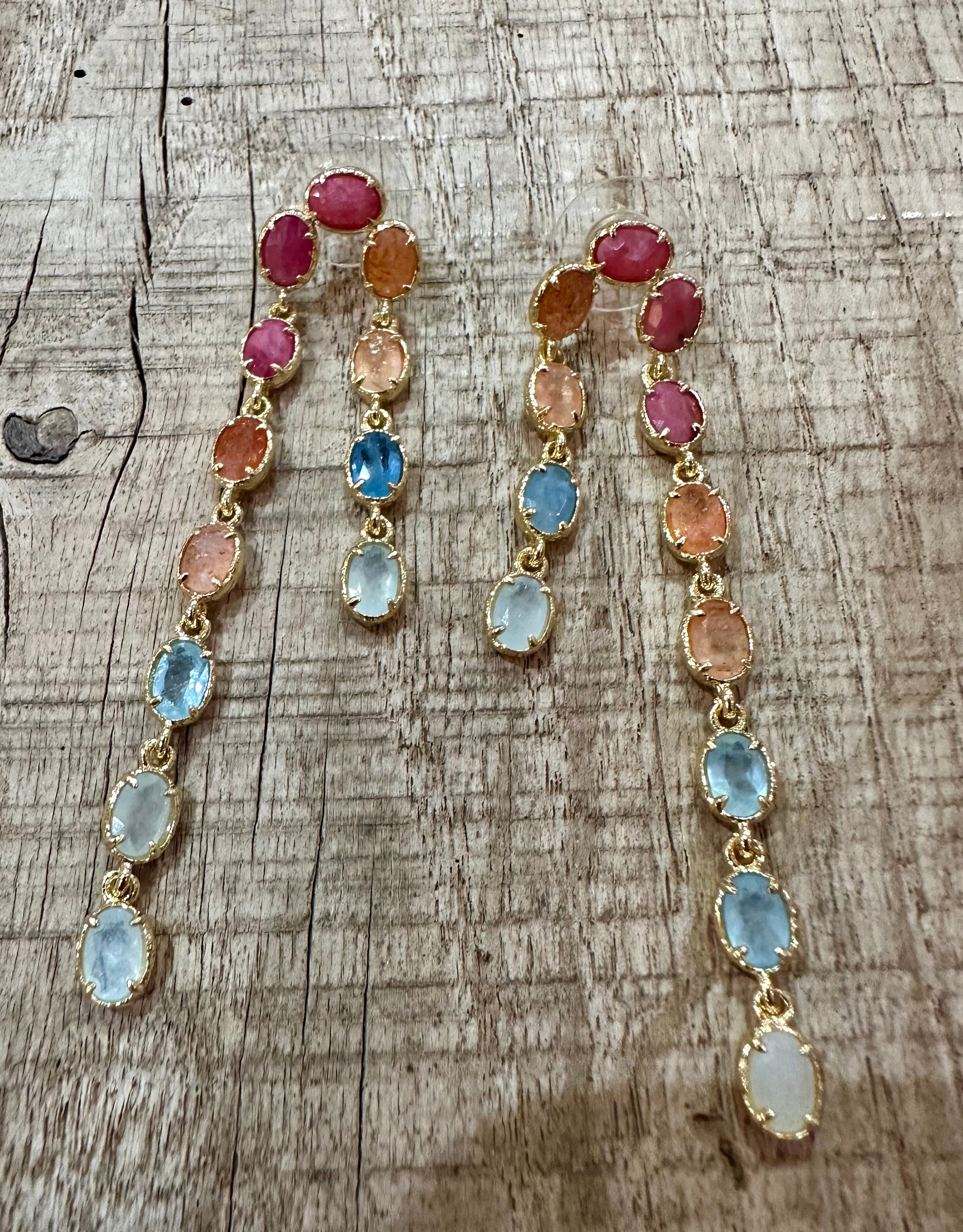 Boucle d’oreilles Riviera multicolore rose bleu glacier