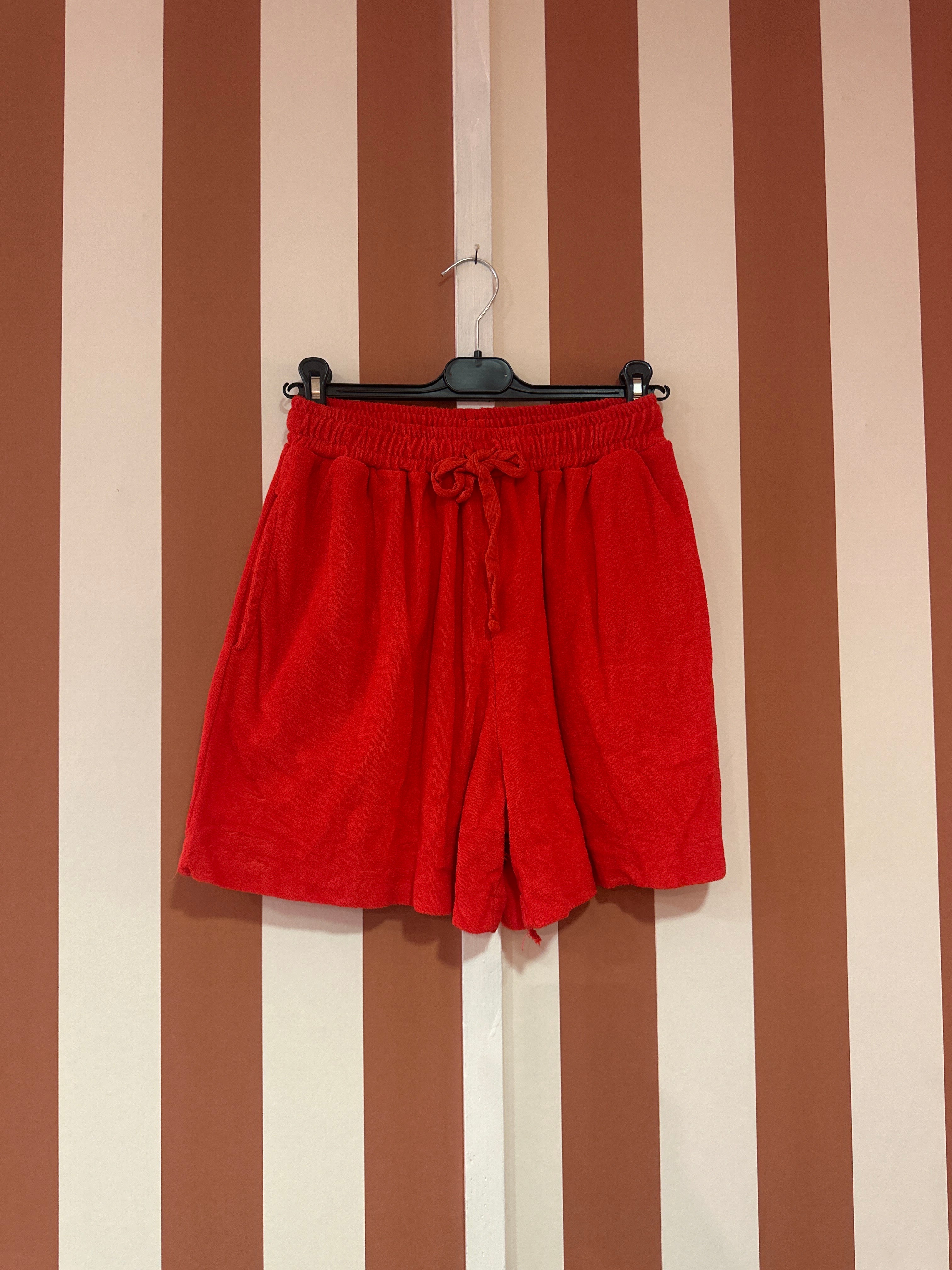 Short bart en éponge de coton rouge coquelicot