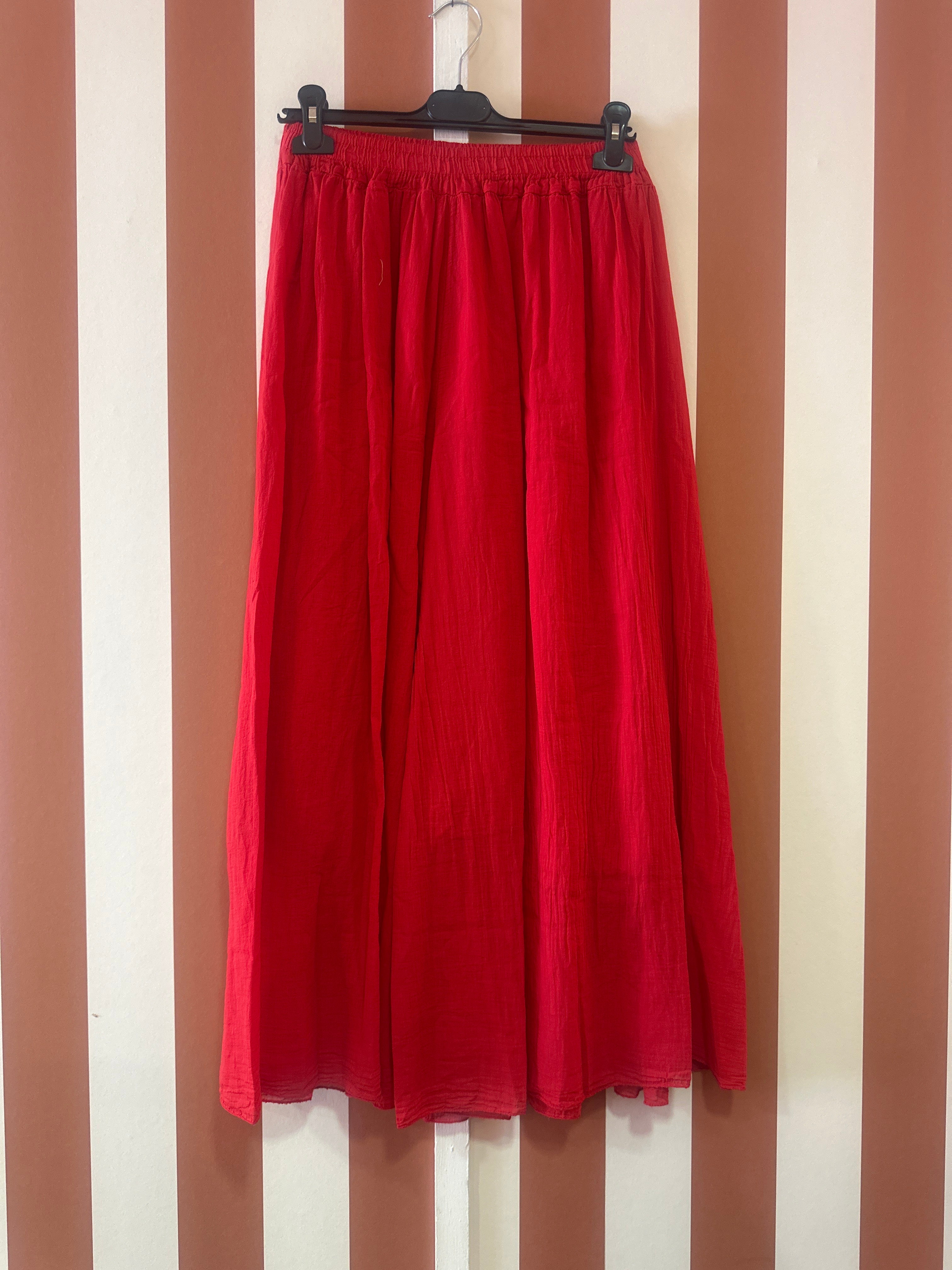 Pantalon June ample voile de coton rouge