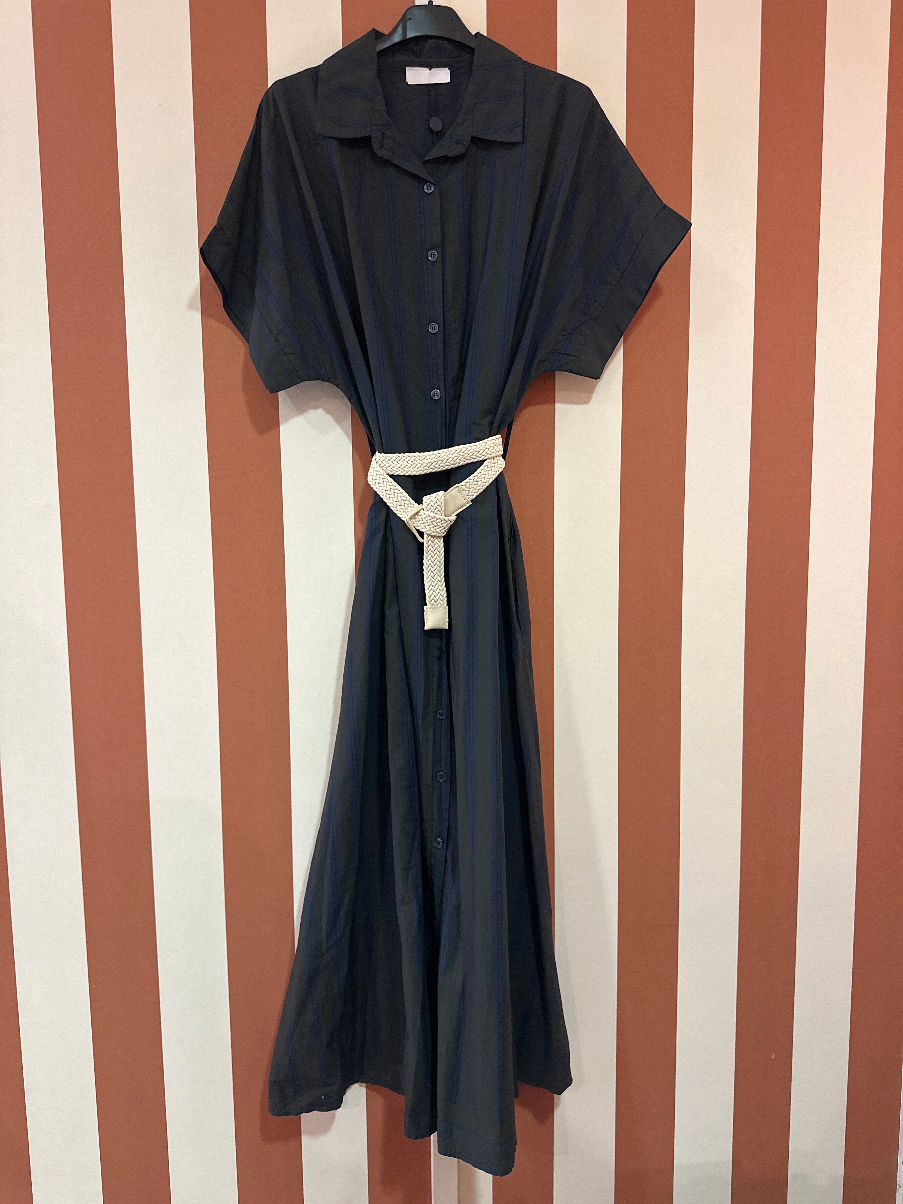 Robe longue chemise à rayures bleues ardoises