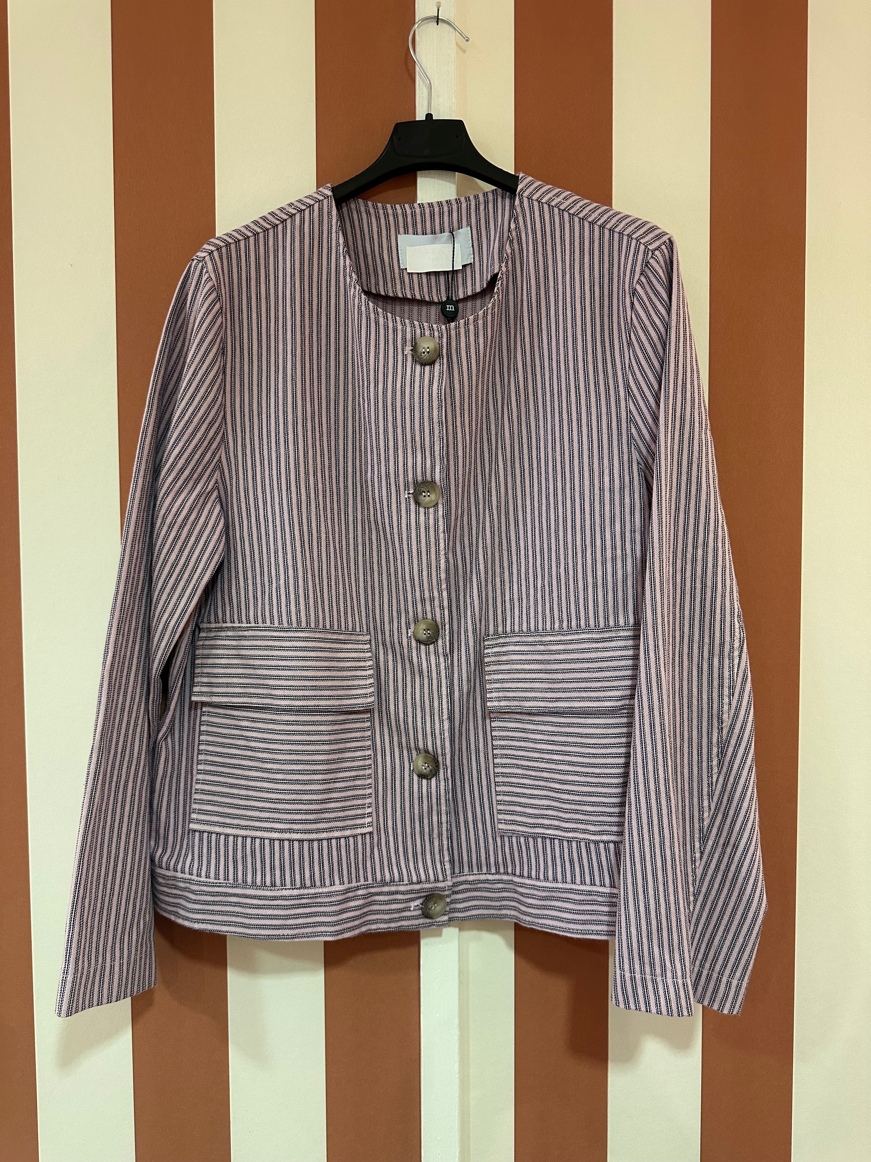 Veste Georgio en toile de coton rosée rayée bleue