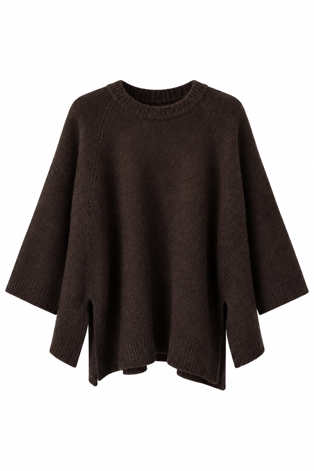Pull en laine et cachemire moka manches japonisantes
