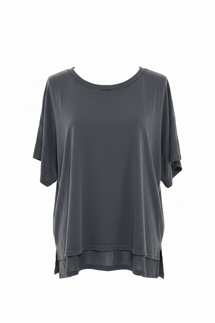 Teeshirt Caneda gris bleu délavé en coton
