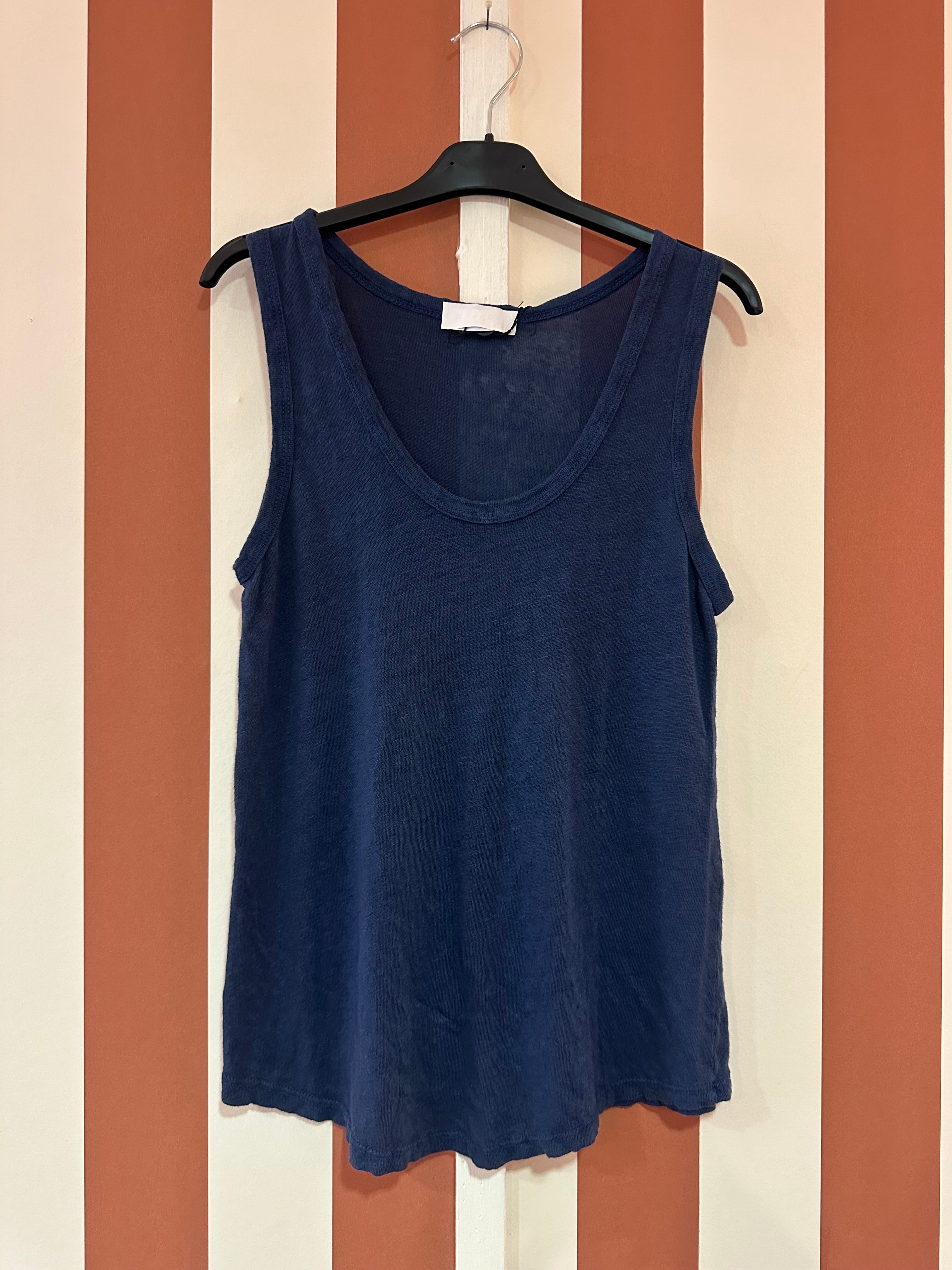 Débardeur chiara en lin bleu foncé