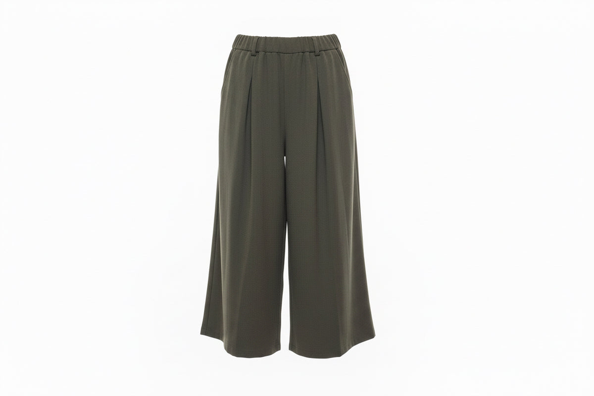Jupe culotte Inès en lainage vert kaki