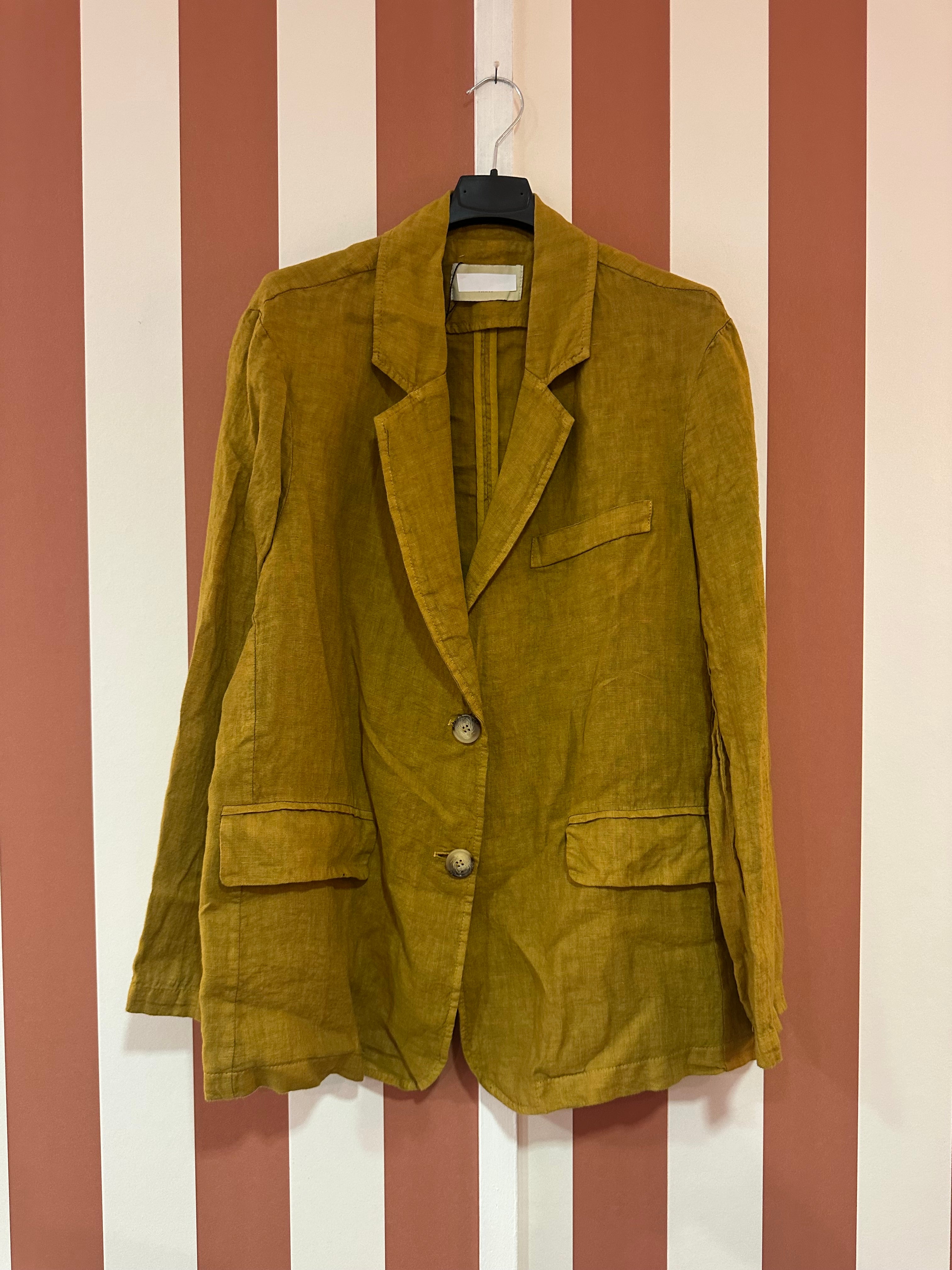 Veste Blazer Chiara en toile de lin moutarde