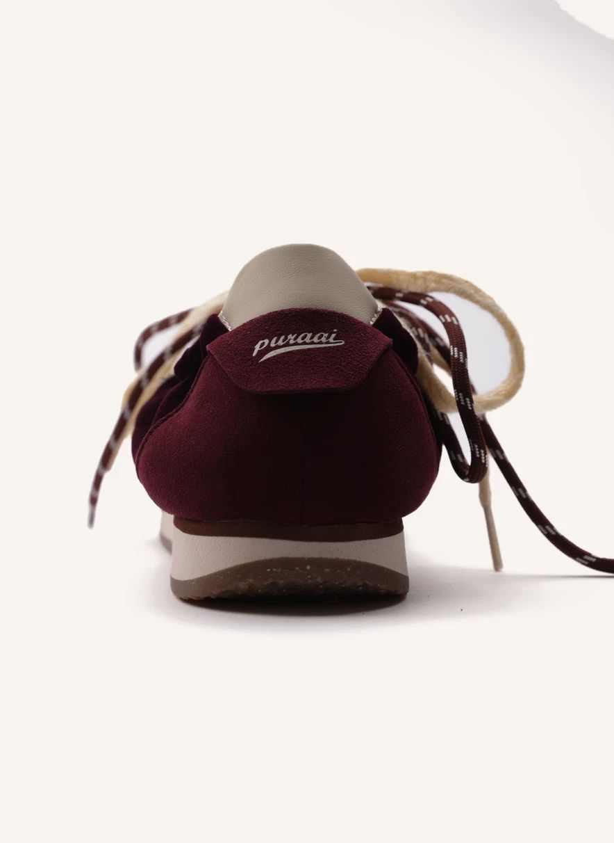 Baskets Vegan Puraai velours bordeaux