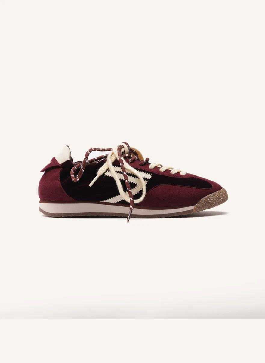 Baskets Vegan Puraai velours bordeaux