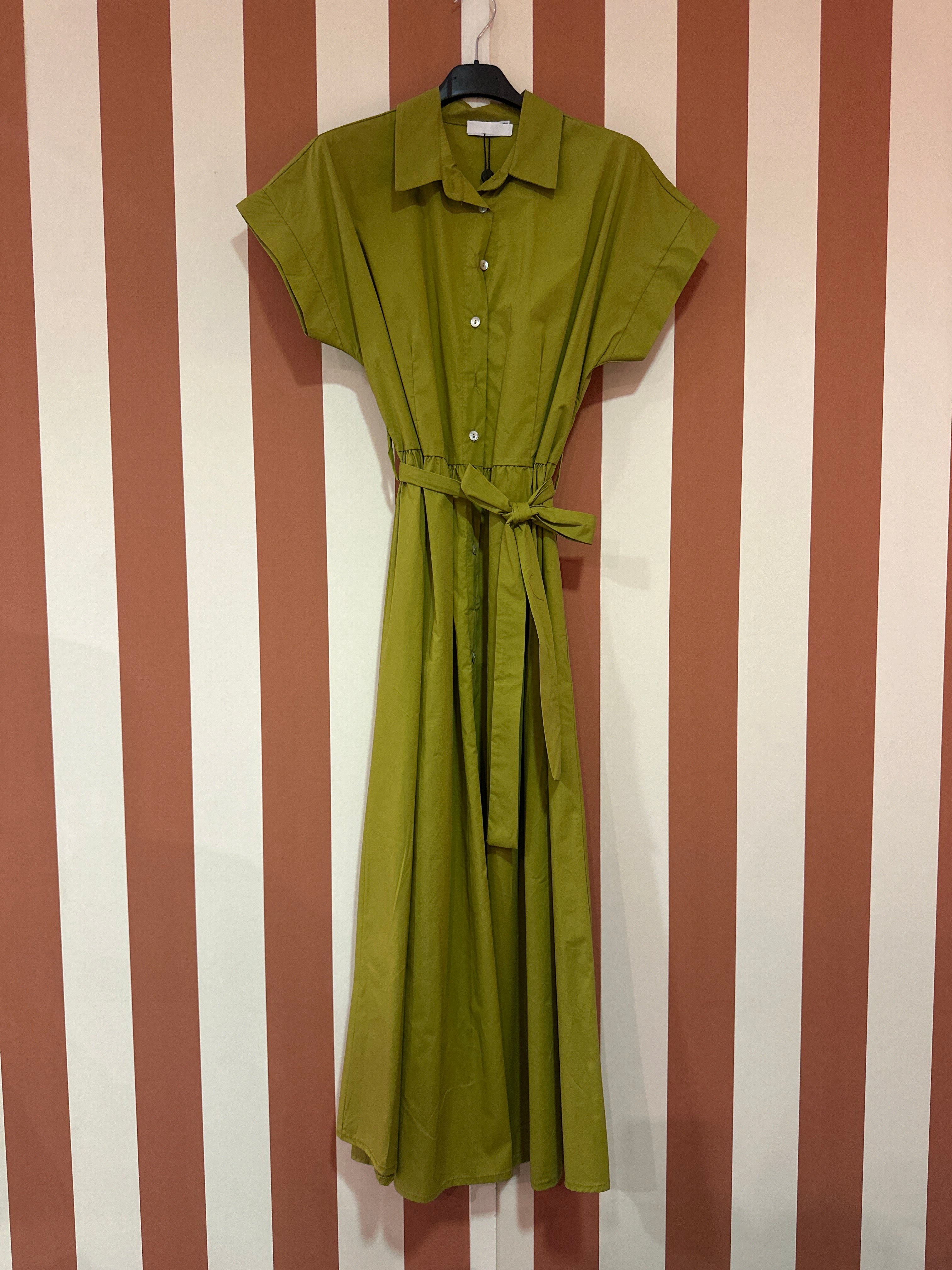 Robe Julia en popeline de coton absinthe
