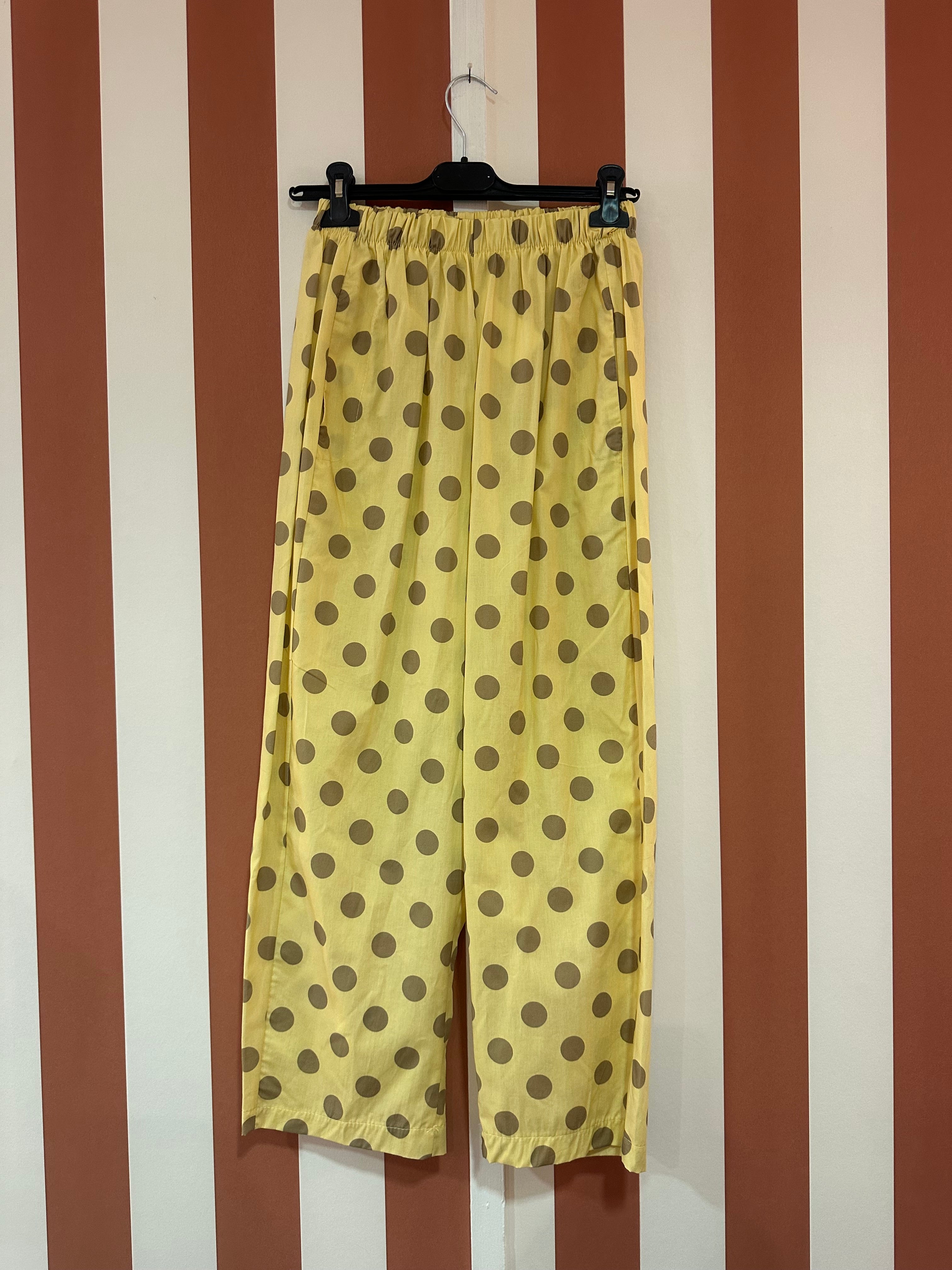 Pantalon Winona à pois beige / jaune paille