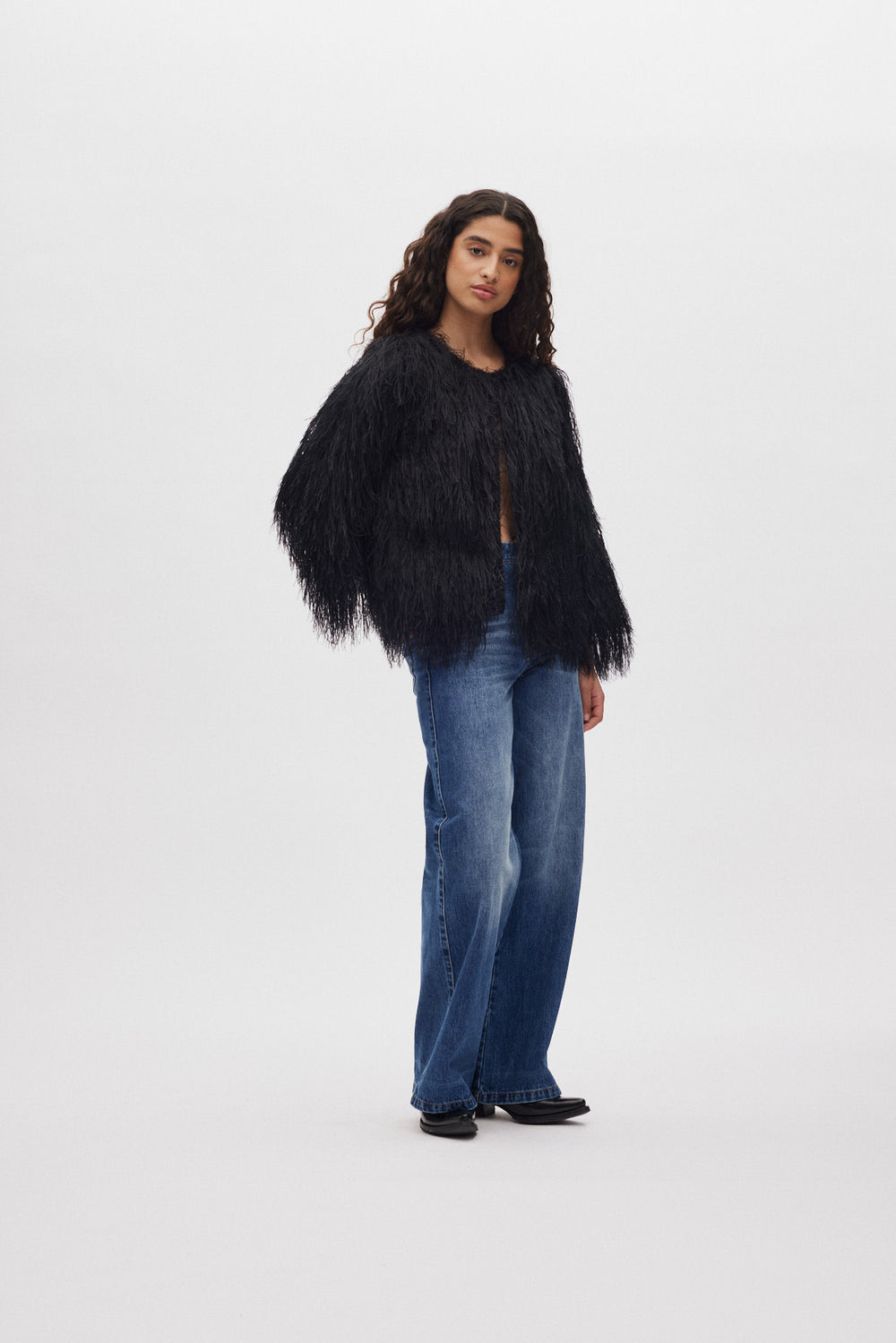Chemisier-veste à plumes noires RABENS SALONER