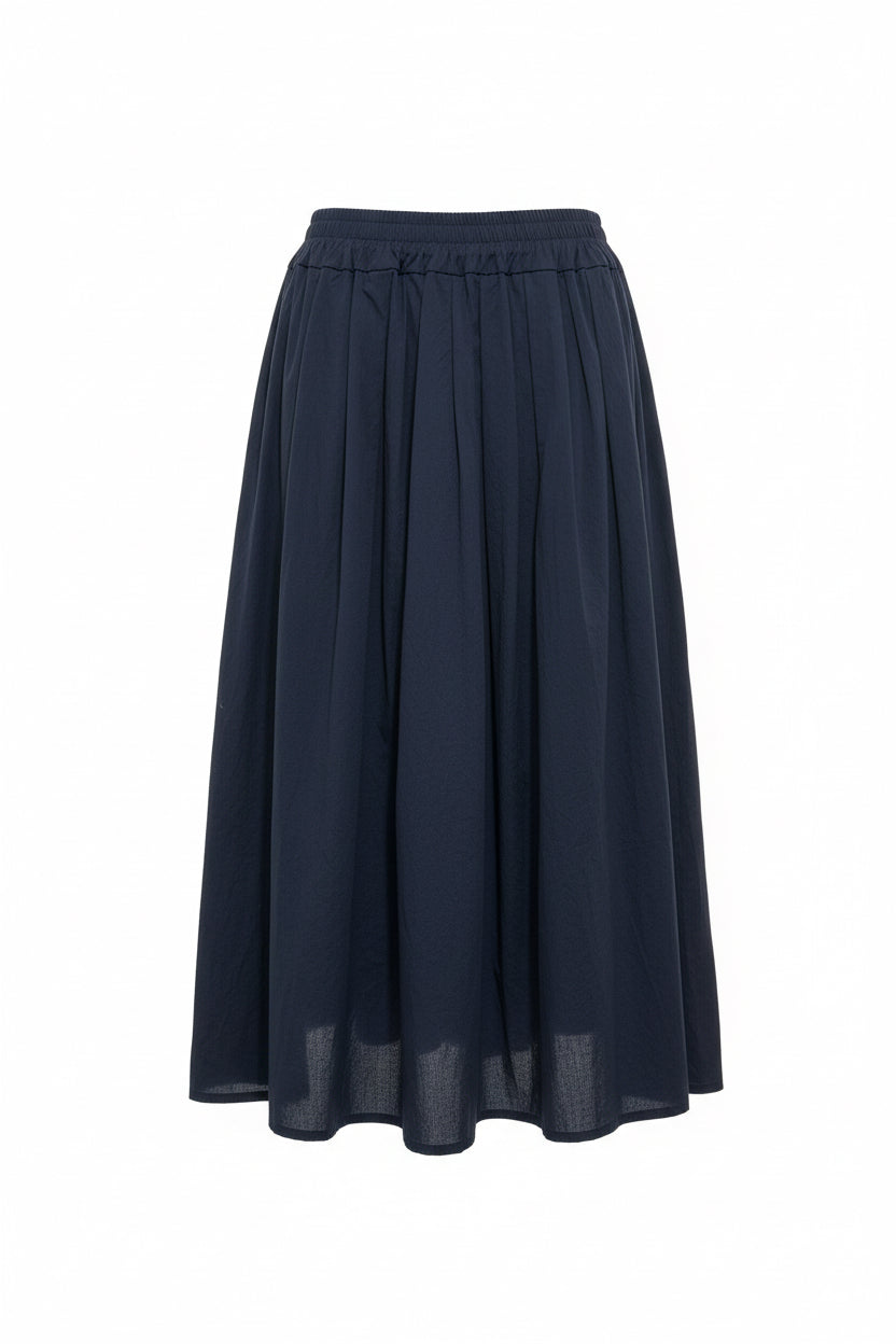 Jupe en popeline de coton bleu nuit