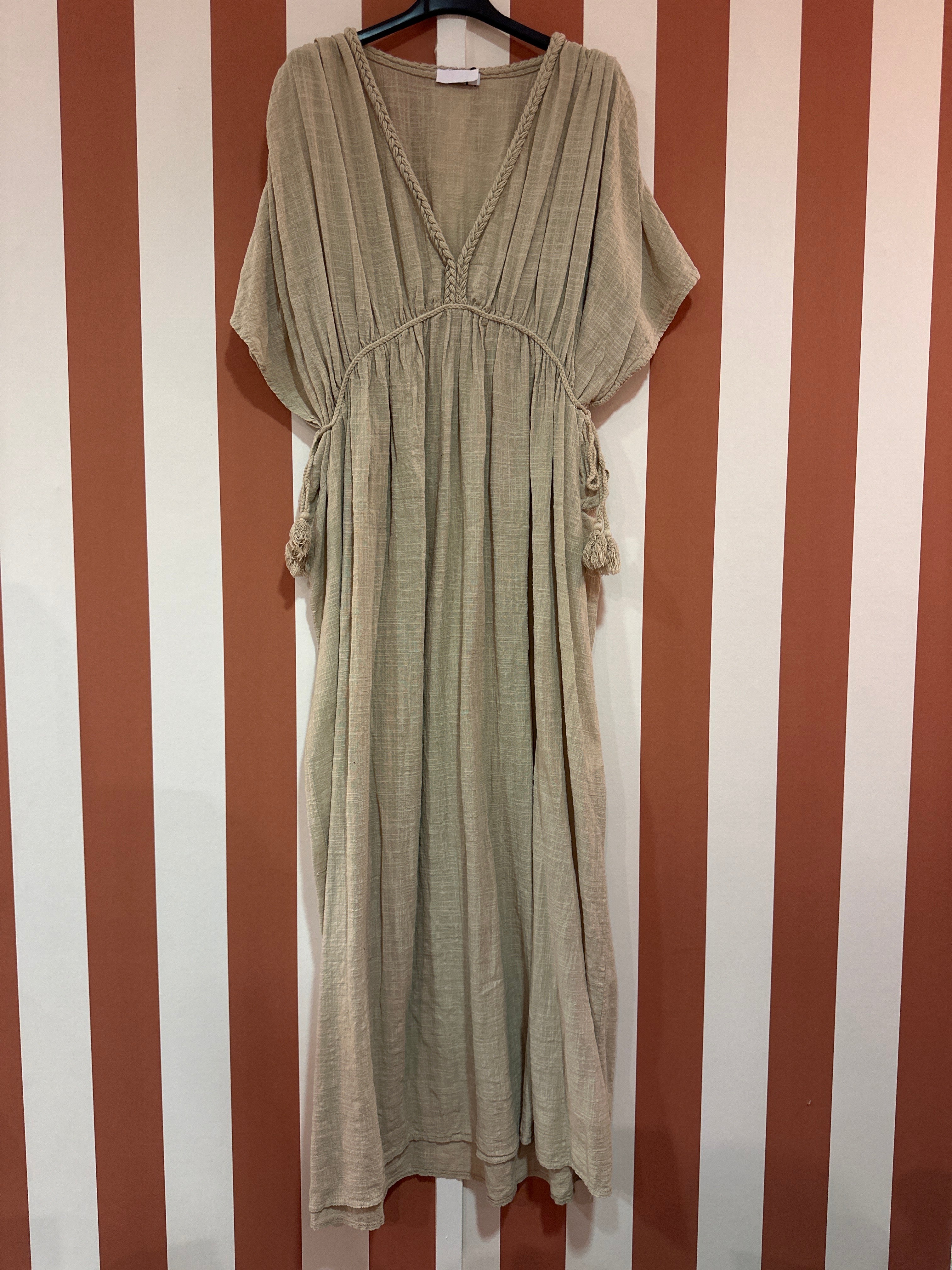 Robe Jane en gaze de lin beige