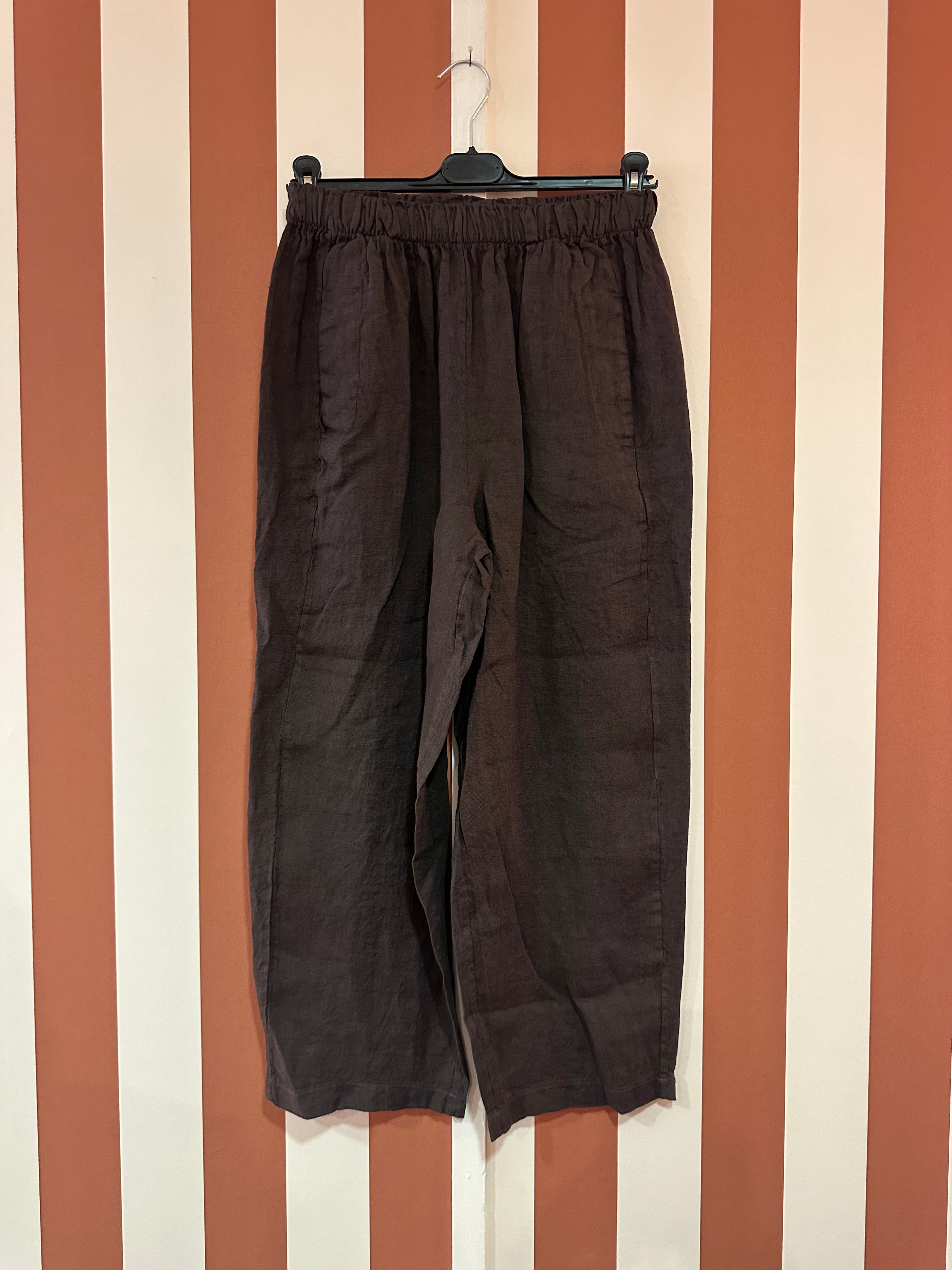 Pantalon Chiara en toile de lin moka