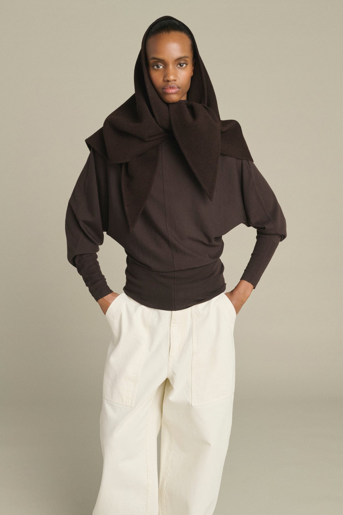 Foulard pointe en laine double face Jamelia Sœur