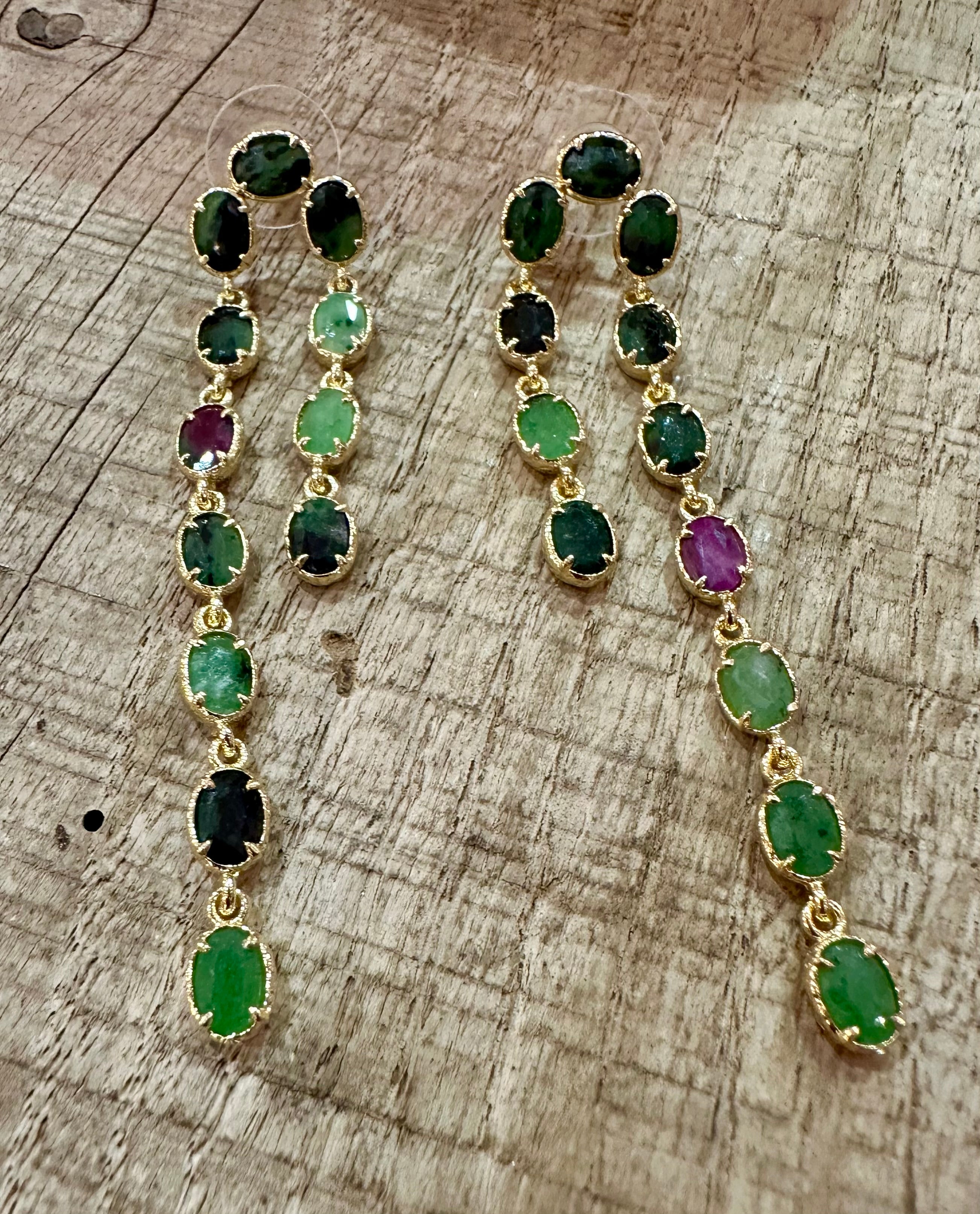 Boucle d’oreilles Riviera multicolore vert et violet