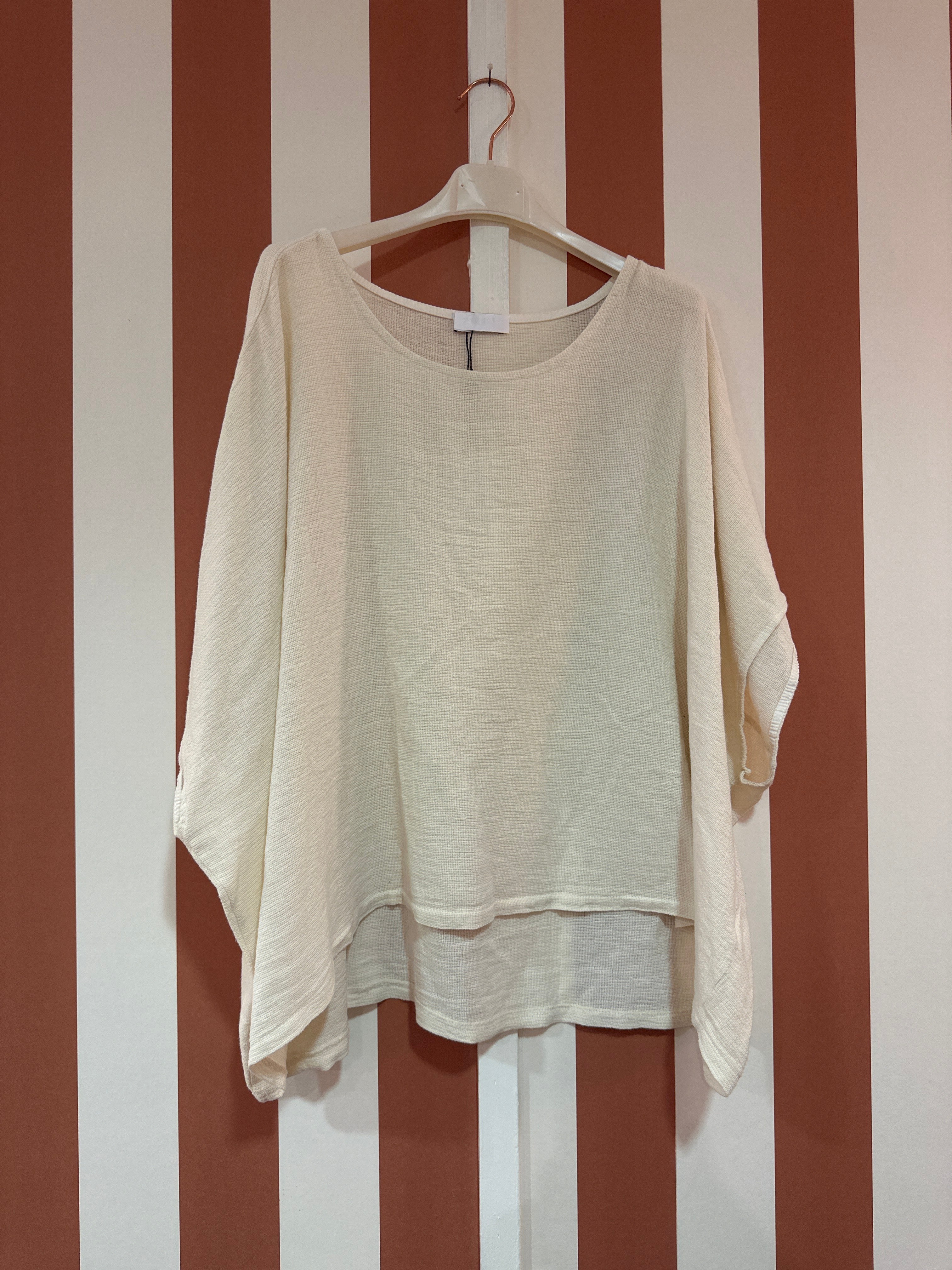 Top Naya en coton stone washed craie