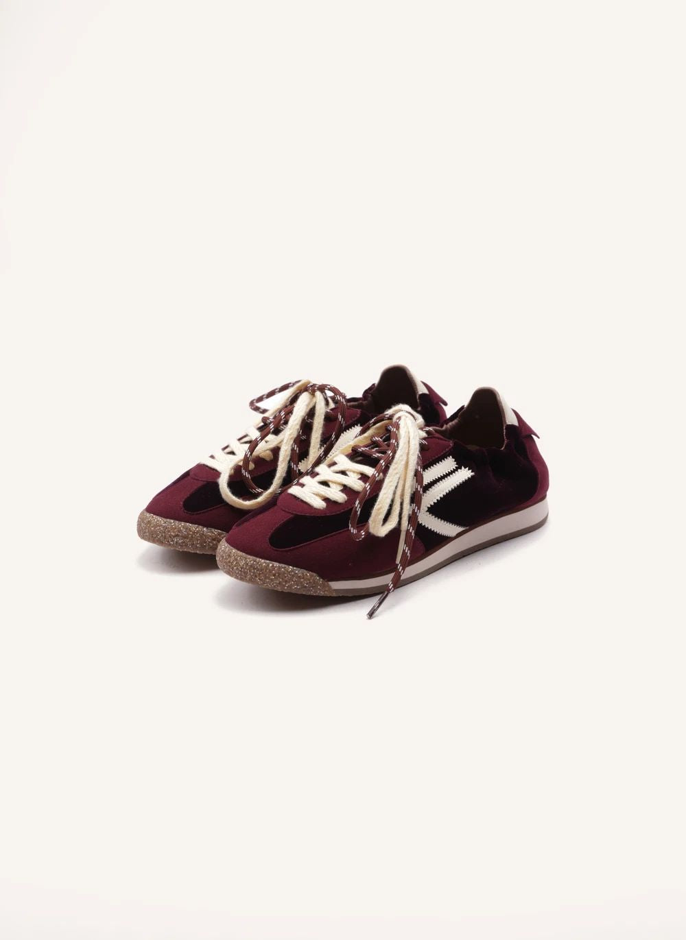 Baskets Vegan Puraai velours bordeaux