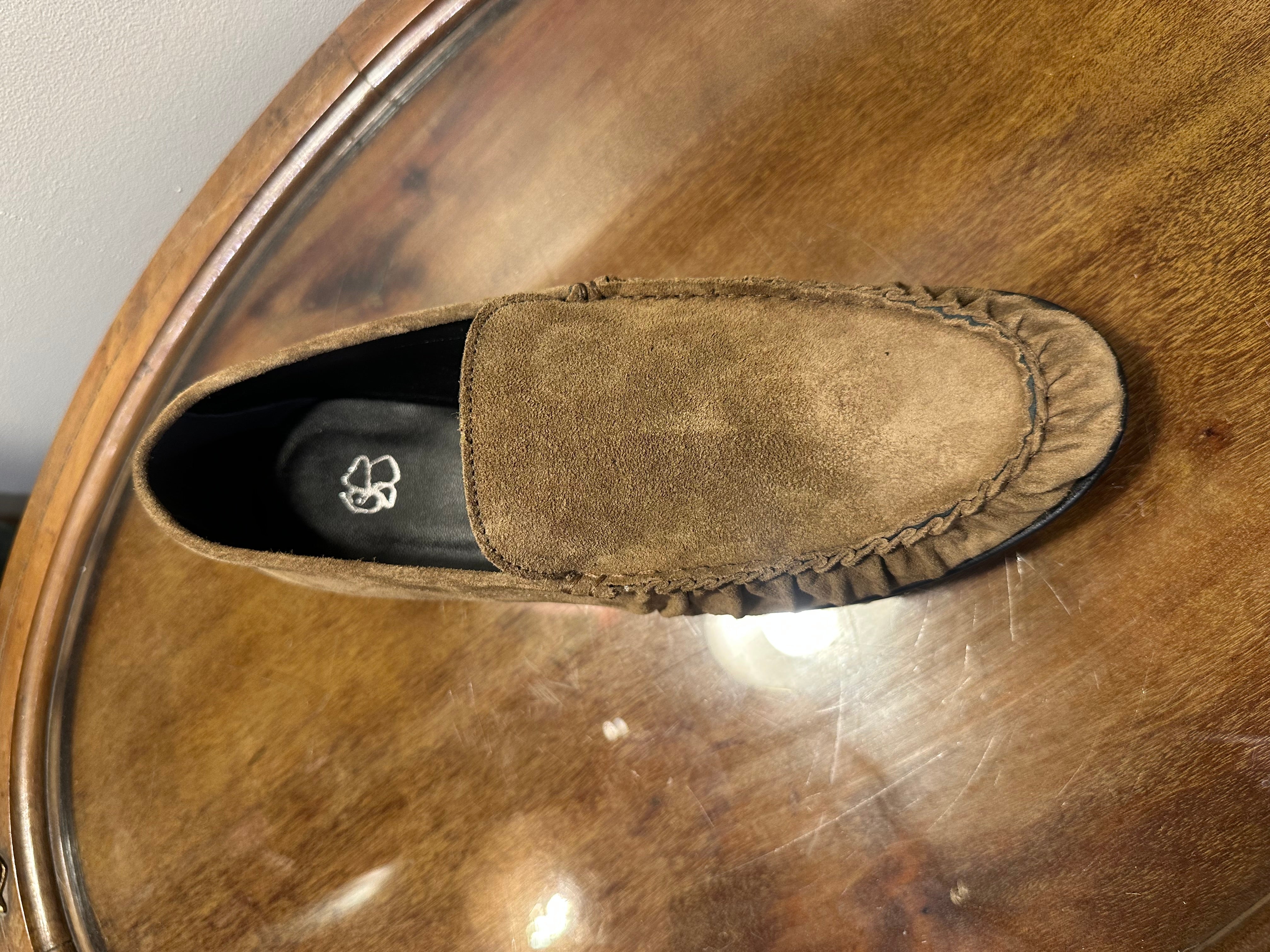 Mocassins cuir velours sable italien