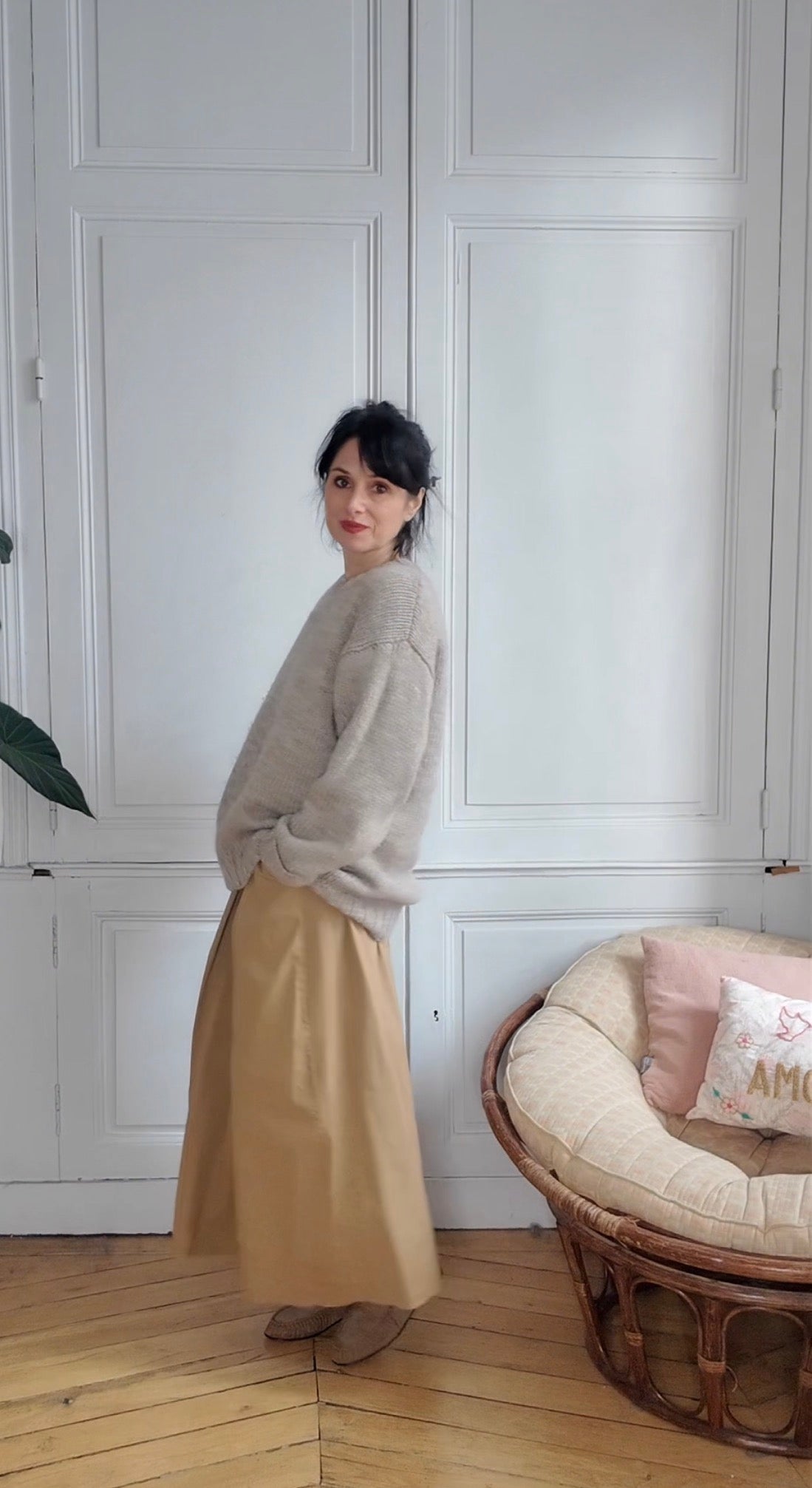 Jupe longue Adele en toile de coton épaisse