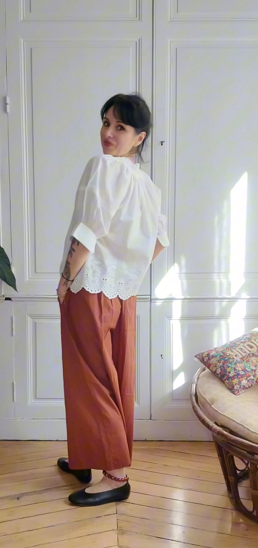 Blouse Tito en voile de coton brodé Belle pièce