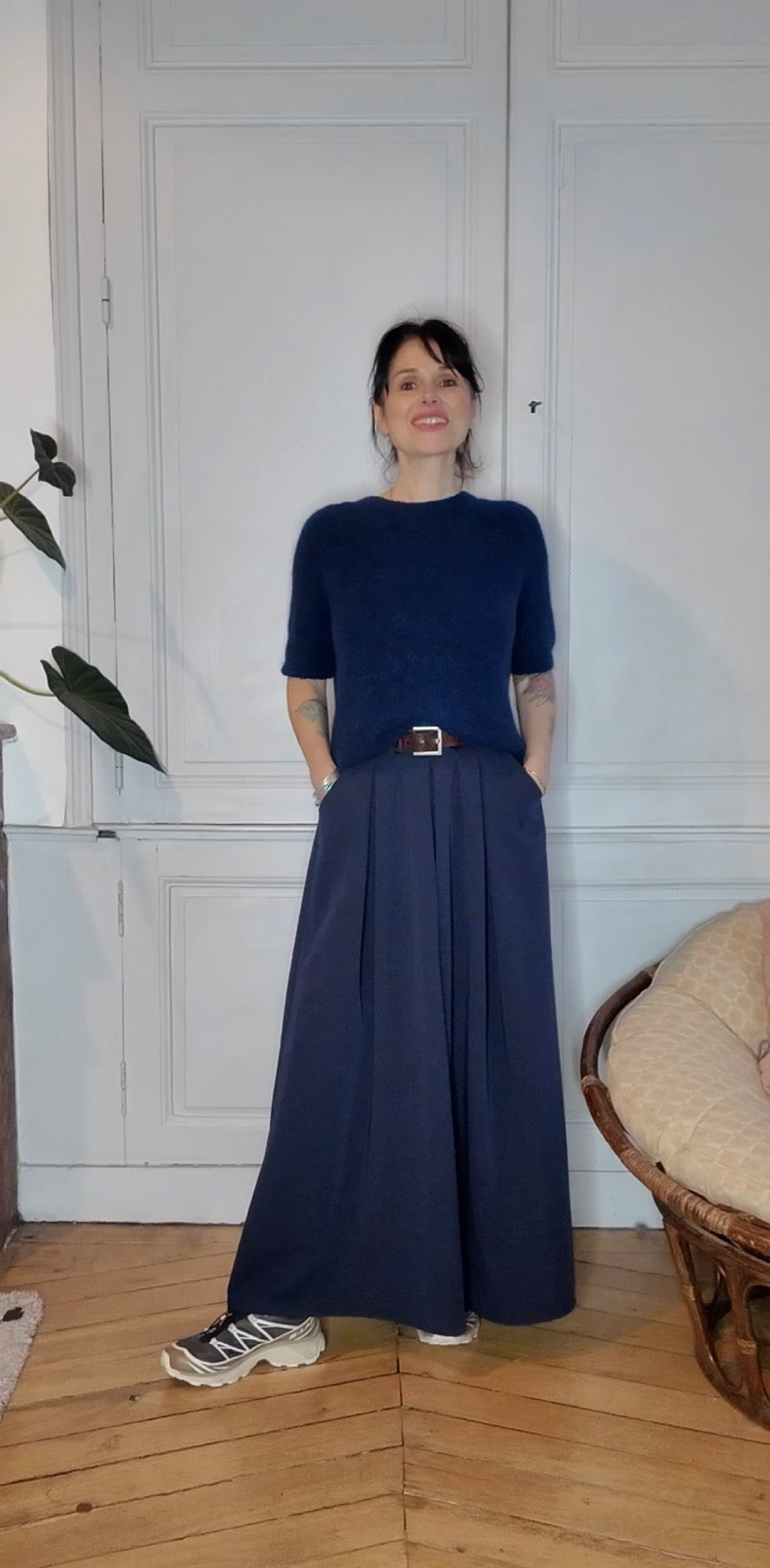 Pantalon japonisant Hakama camel