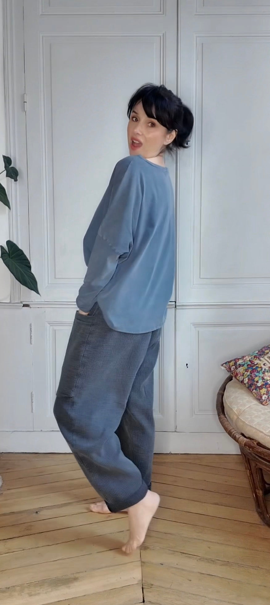 Teeshirt Sonie Stone washed gris bleu