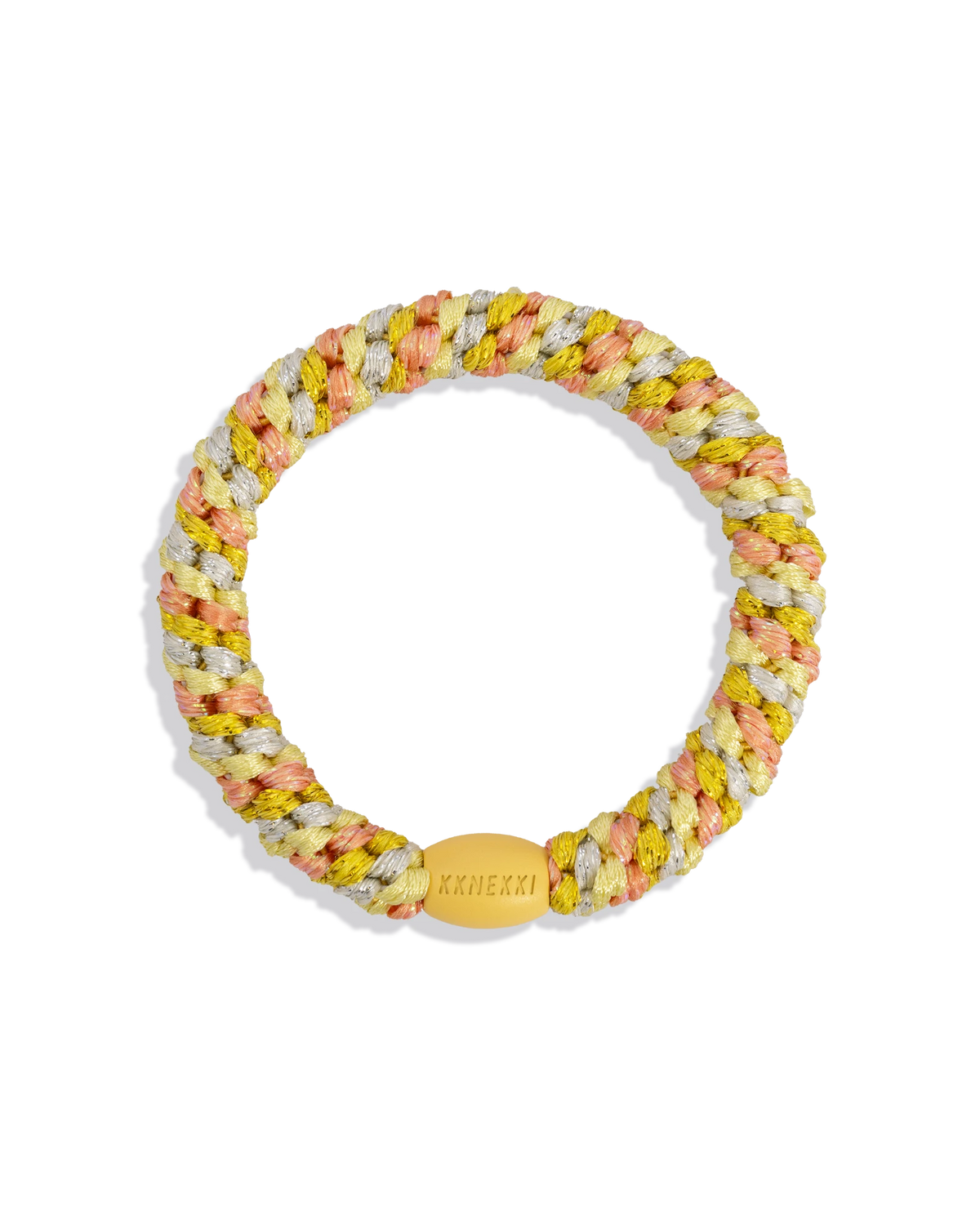 Élastique- Bracelet jaune pêche paillettes
