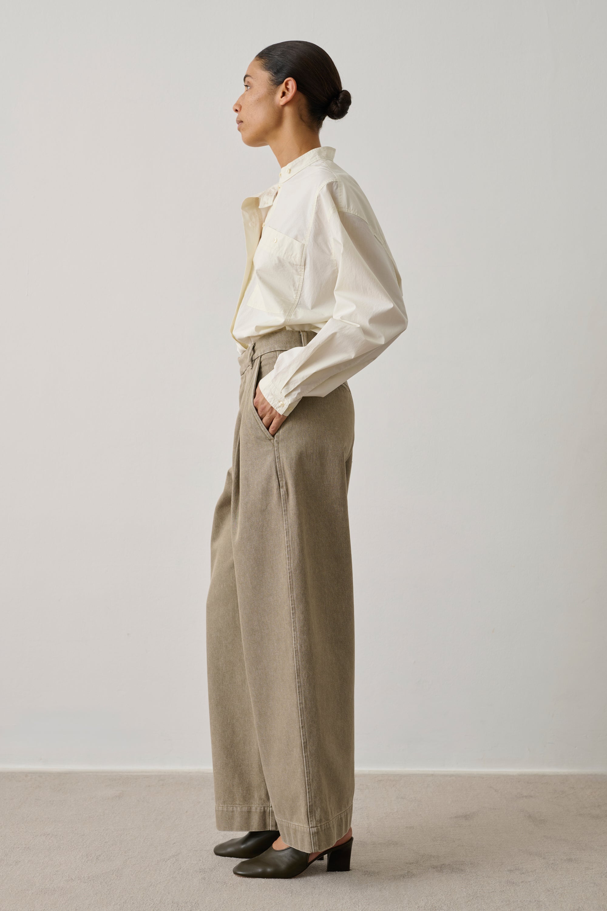 Pantalon devy Sœur coupe à pince en coton toile denim